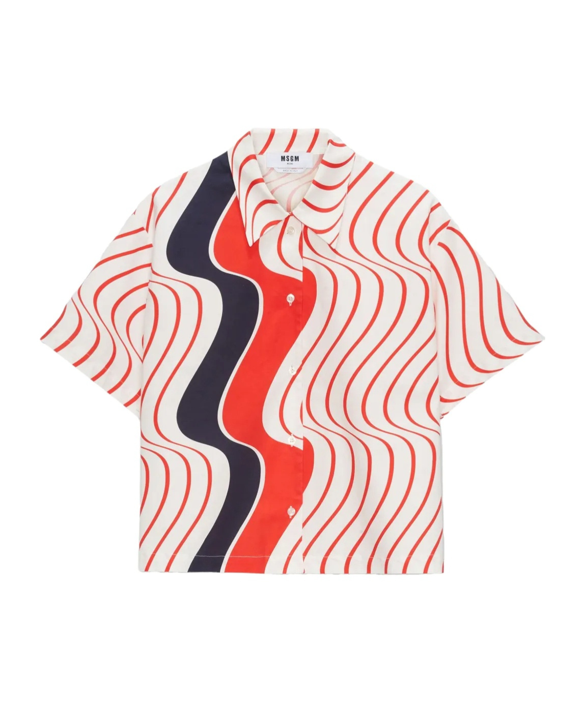 Msgm Multicolor Shirt With Classic Collar In White/multicolour
