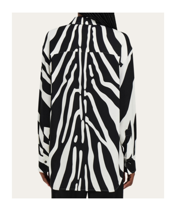 Ferragamo Zebra-print Long-sleeves Shirt In Multi