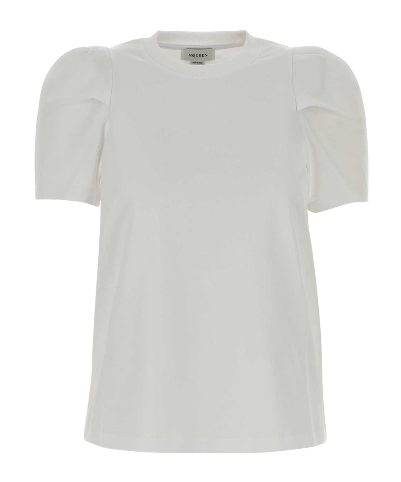 Alexander Mcqueen Cotton T-shirt With Crew Neck And Puff Sleeves In White