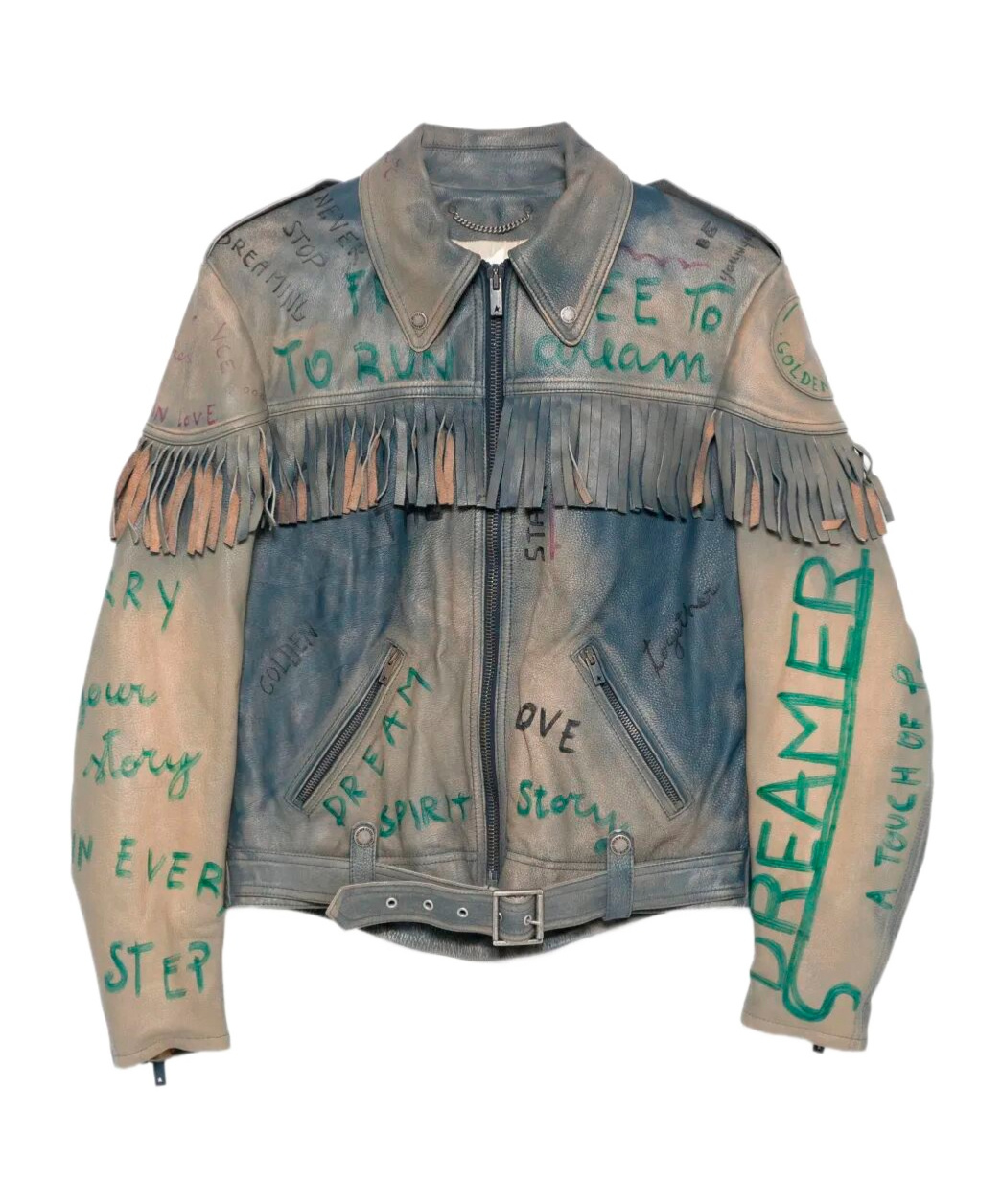 Golden Goose Deluxe Brand Zip-up Fringed Jacket In Gray