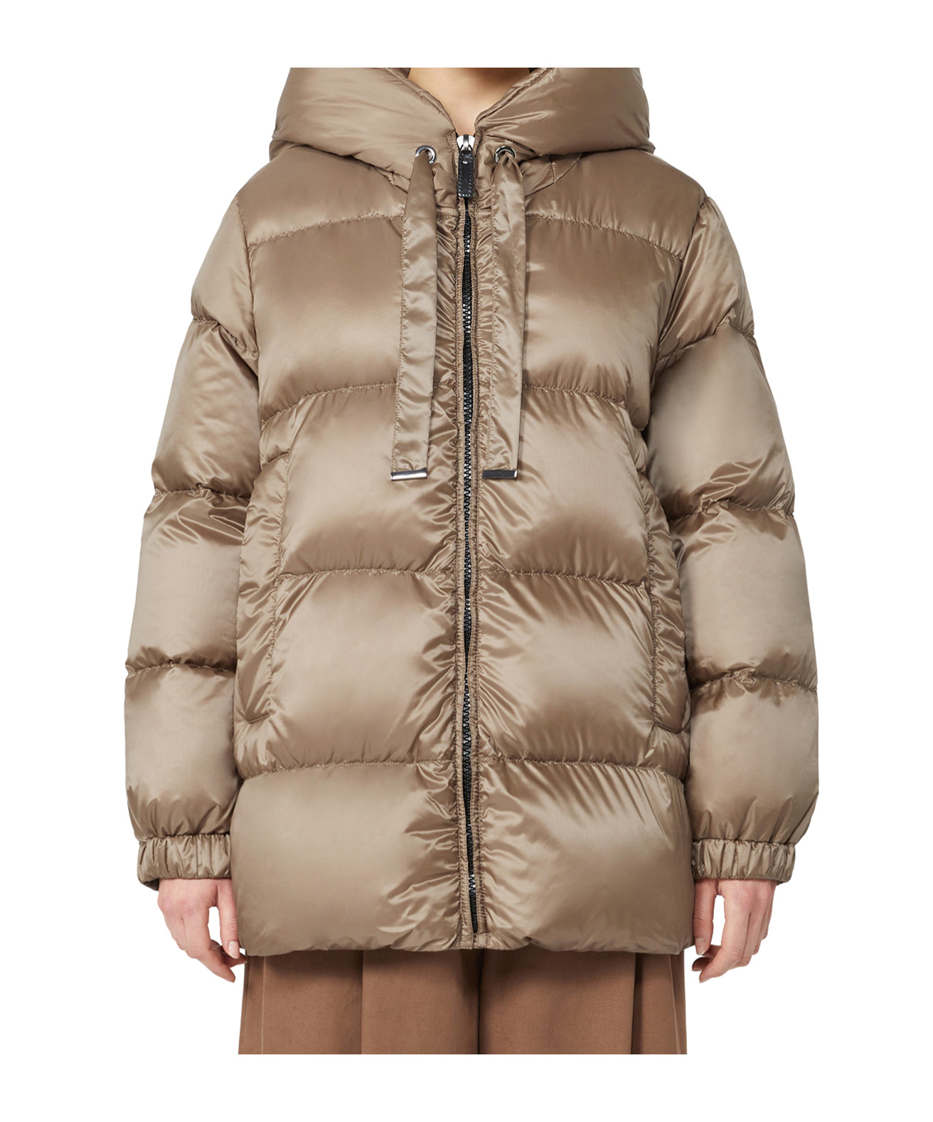 Max Mara Long Sleeve Cotton Coat In Brown