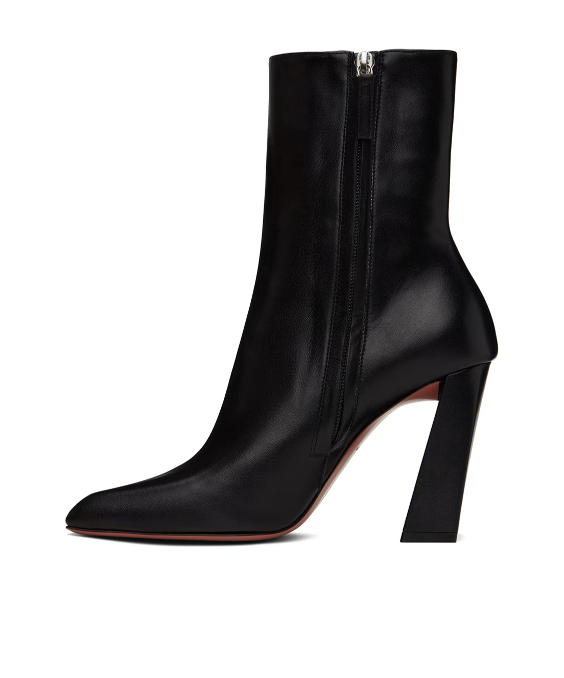 Amina Muaddi Marine 100mm Leather Ankle Boots In Black