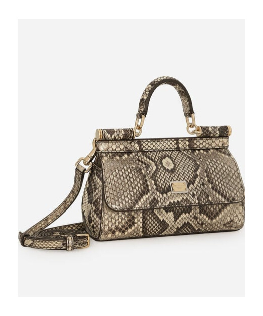 Dolce & Gabbana Dolce  Gabbana Small Logo Plaque Embossed Sicily Handbag In Nude
