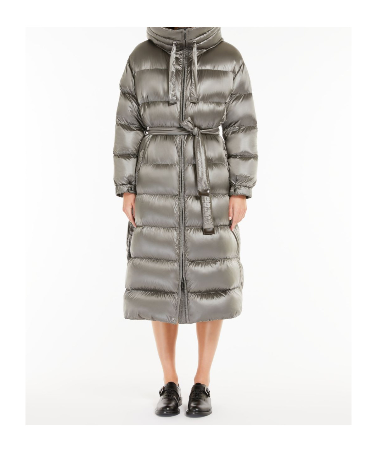 Max Mara Long-sleeved Down Jacket In Gray
