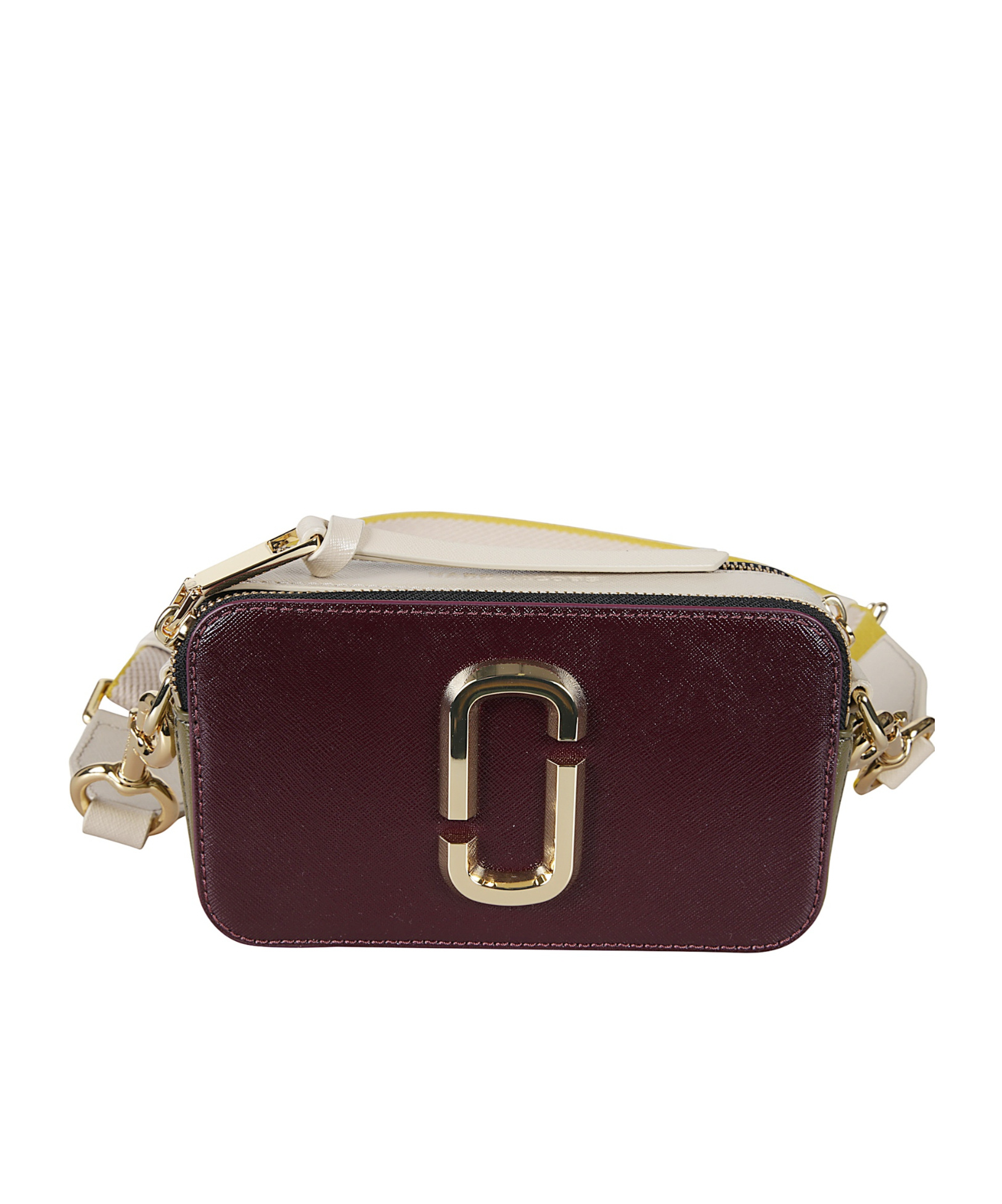 Marc Jacobs The Snapshot Logo Plaque Crossbody Bag In Burgundy