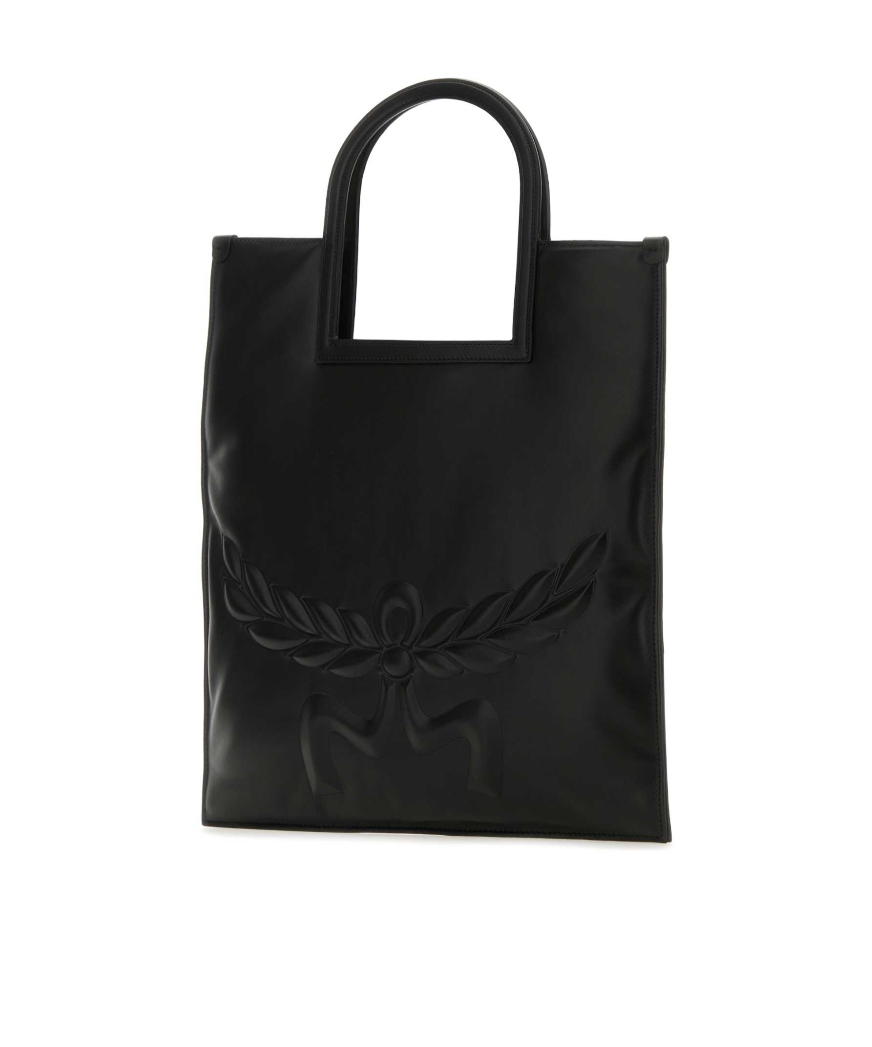 Mcm Aren Leather Tote In Black