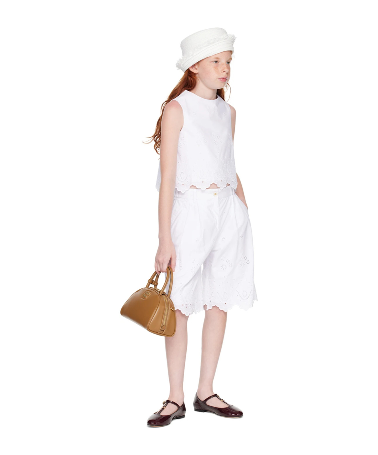 Dolce & Gabbana Poplin And Broderie Anglaise Shorts In White
