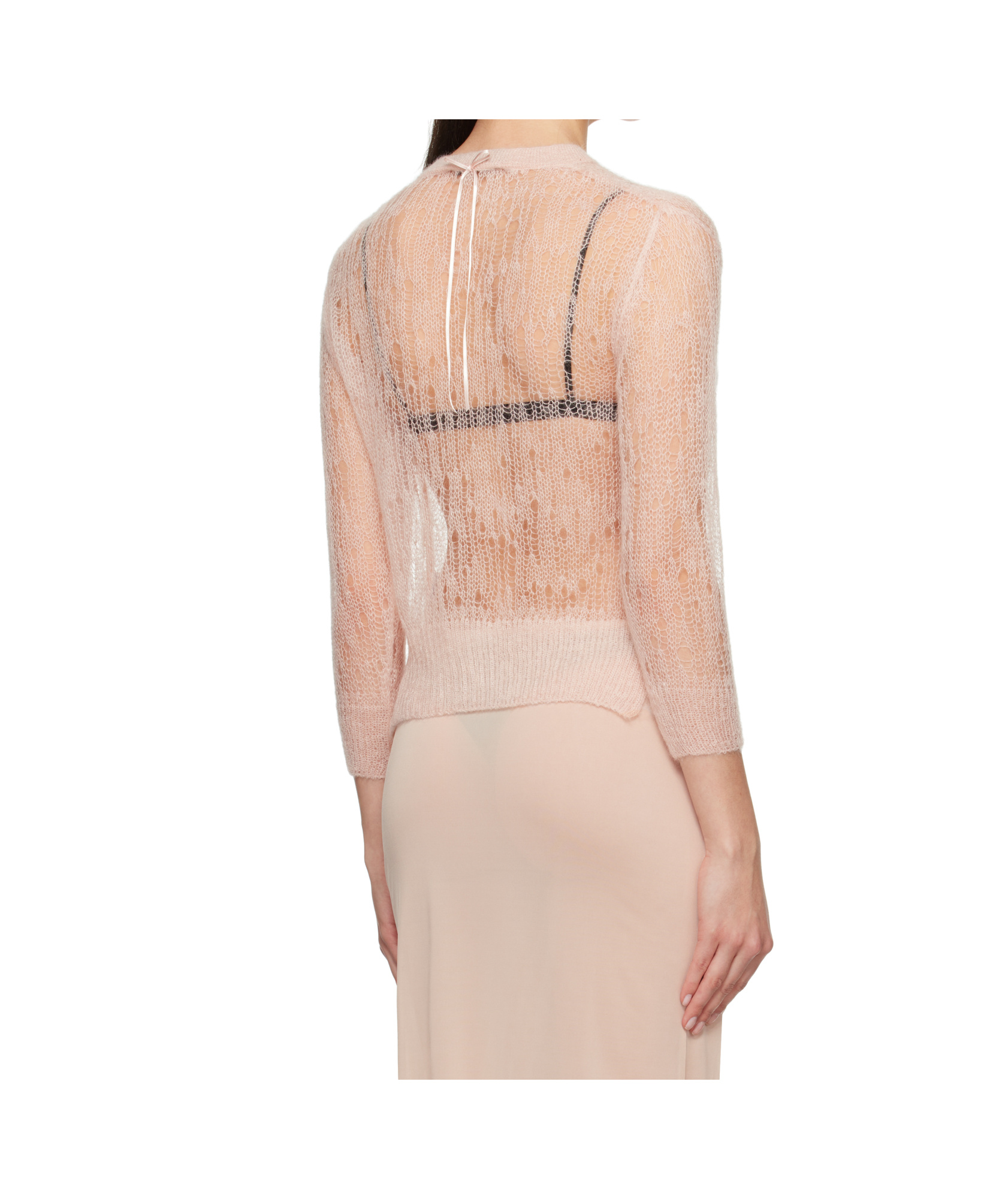 Simone Rocha Cropped Long Sleeve Cardigan In Pink
