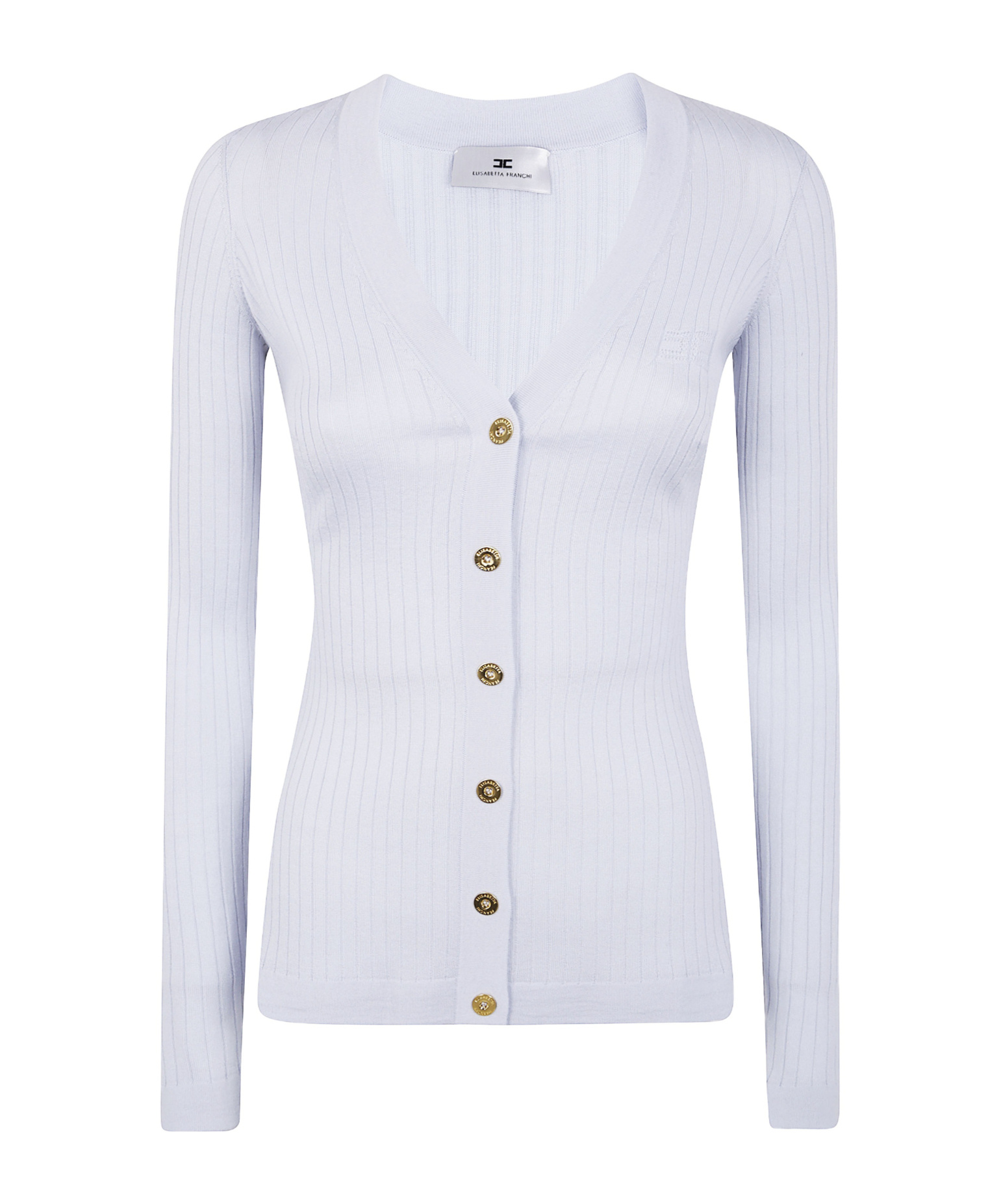 Elisabetta Franchi Ribbed Button Cardigan In Animal Print