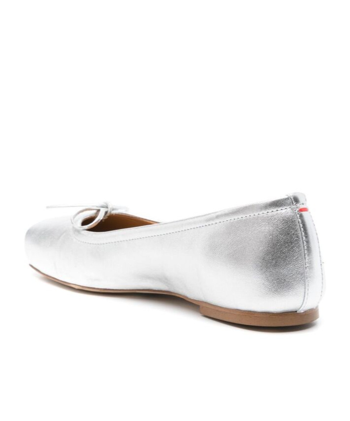 Aeyde Gabriella Laminated Nappa Leather Silver Ballerina In White