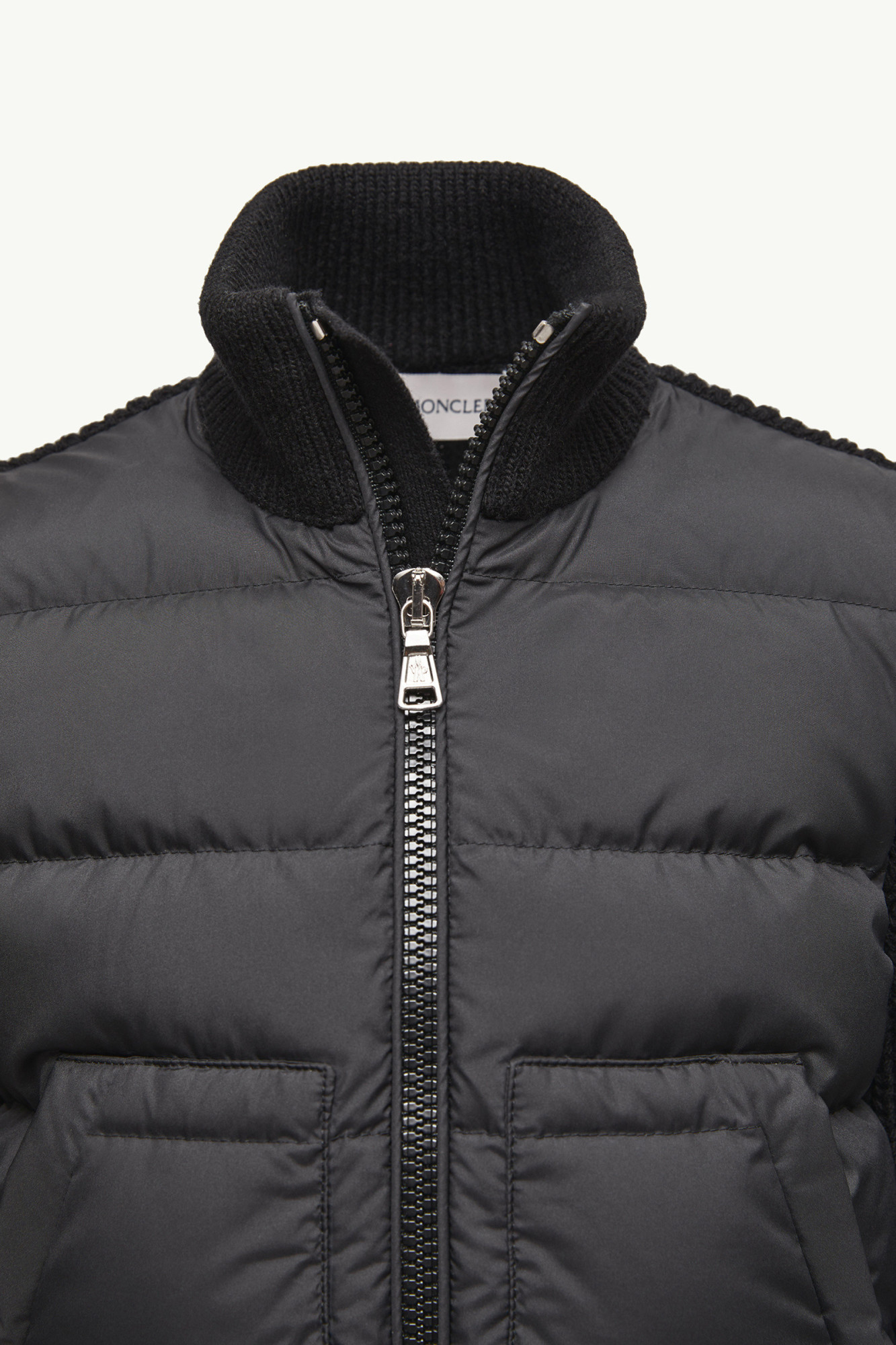 Moncler Padded Wool Zip-up Cardigan In Black