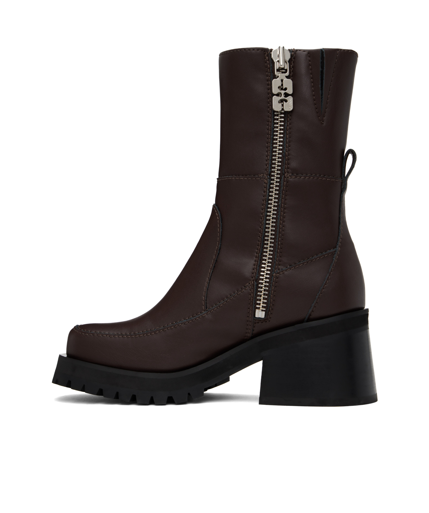 Ganni 70mm Zip-up Boots In Black