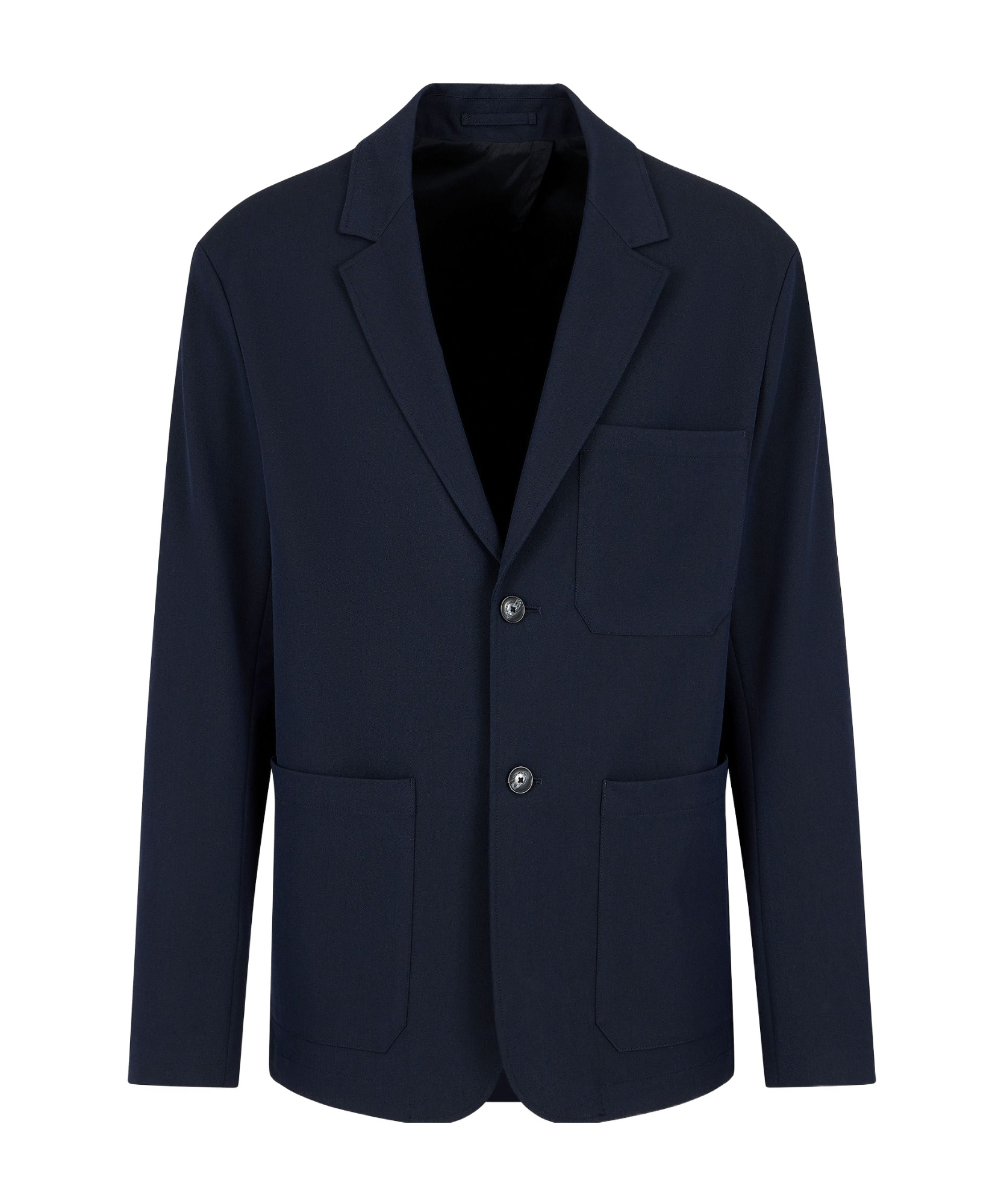 Emporio Armani Single-breasted Jacket In Nylon Seersucker In Black