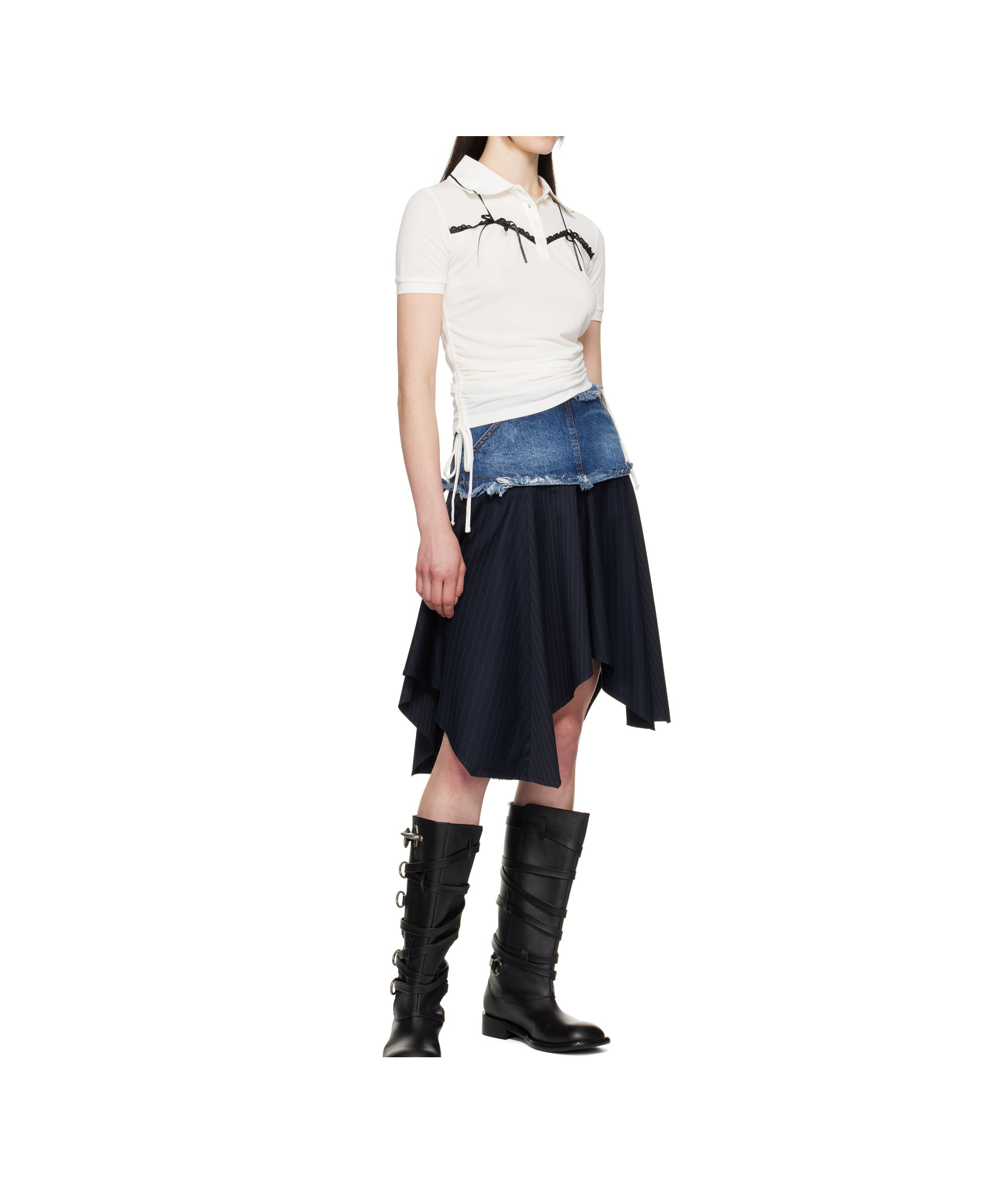 Andersson Bell White Halter String Piqué Polo In White
