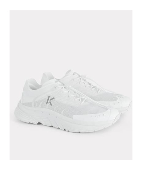 Kenzo Mesh Upper Round Toe Sneakers In White