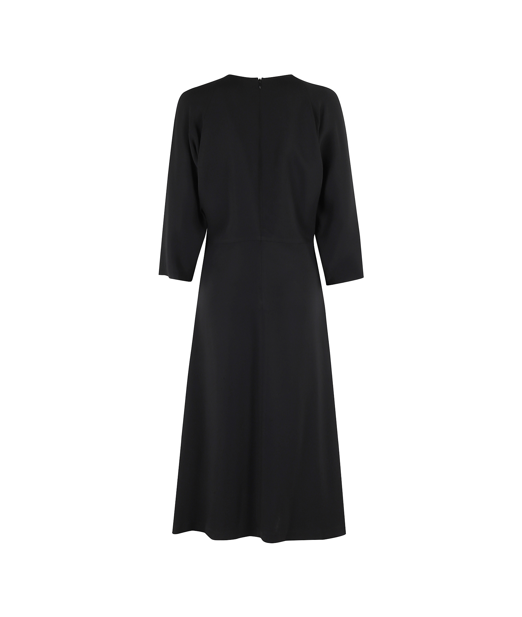 Seventy Flared Midi Dress With V-neckline And Kimono Sleeves In Black