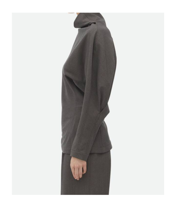 Bottega Veneta Long-sleeved Wool Top In Black