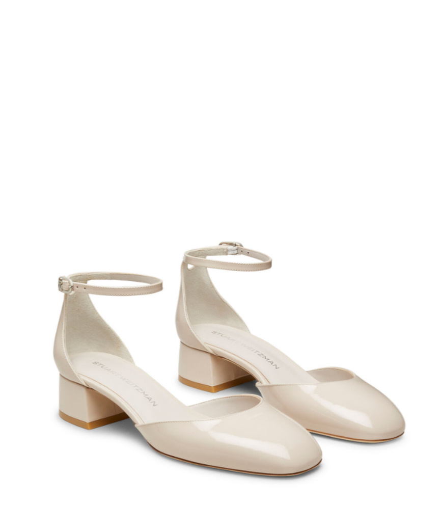 Stuart Weitzman Vivienne 35mm Patent-leather Pumps In Nude