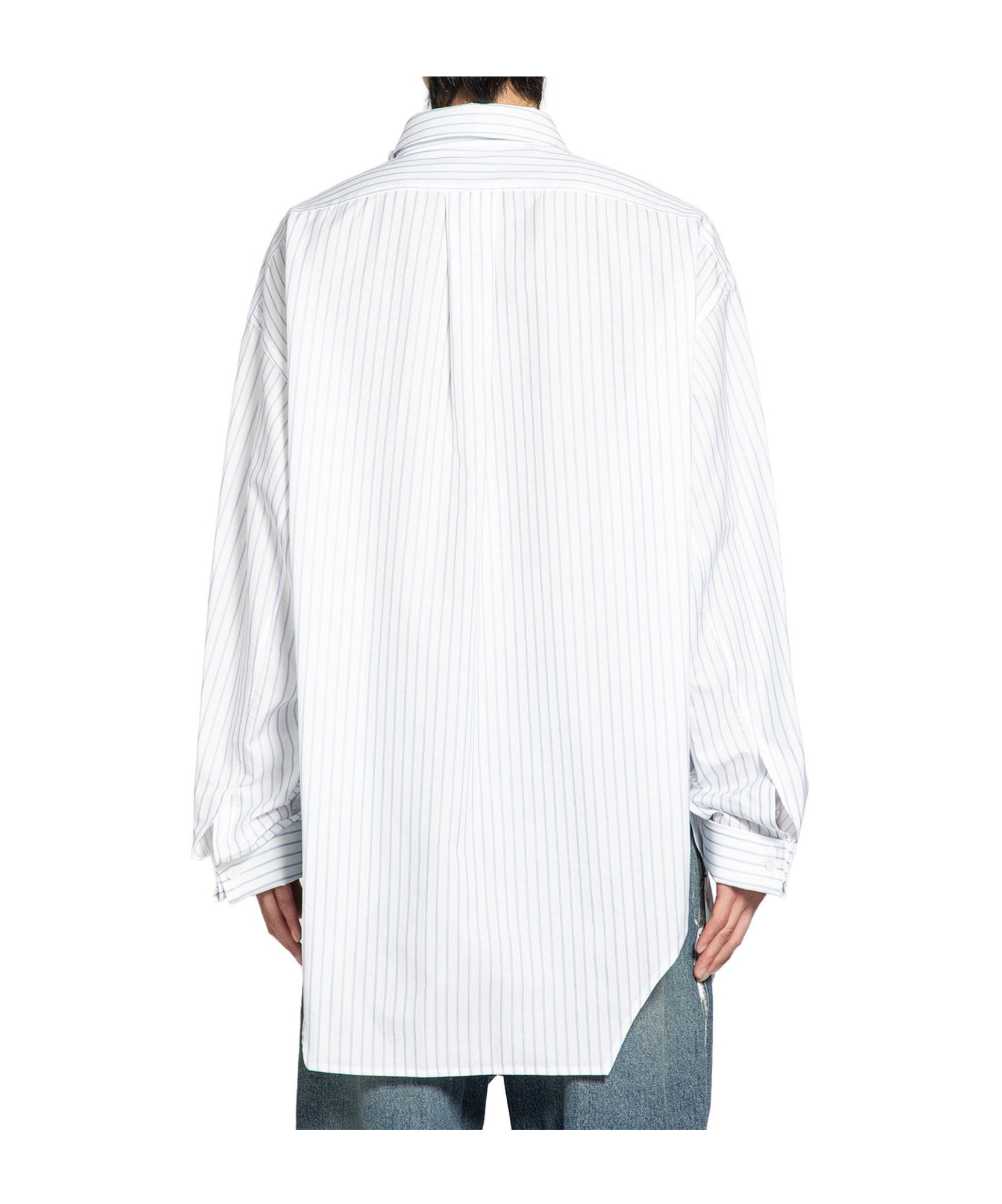 Hed Mayner Cotton Poplin Pinstriped Oversized Shirt In Multi
