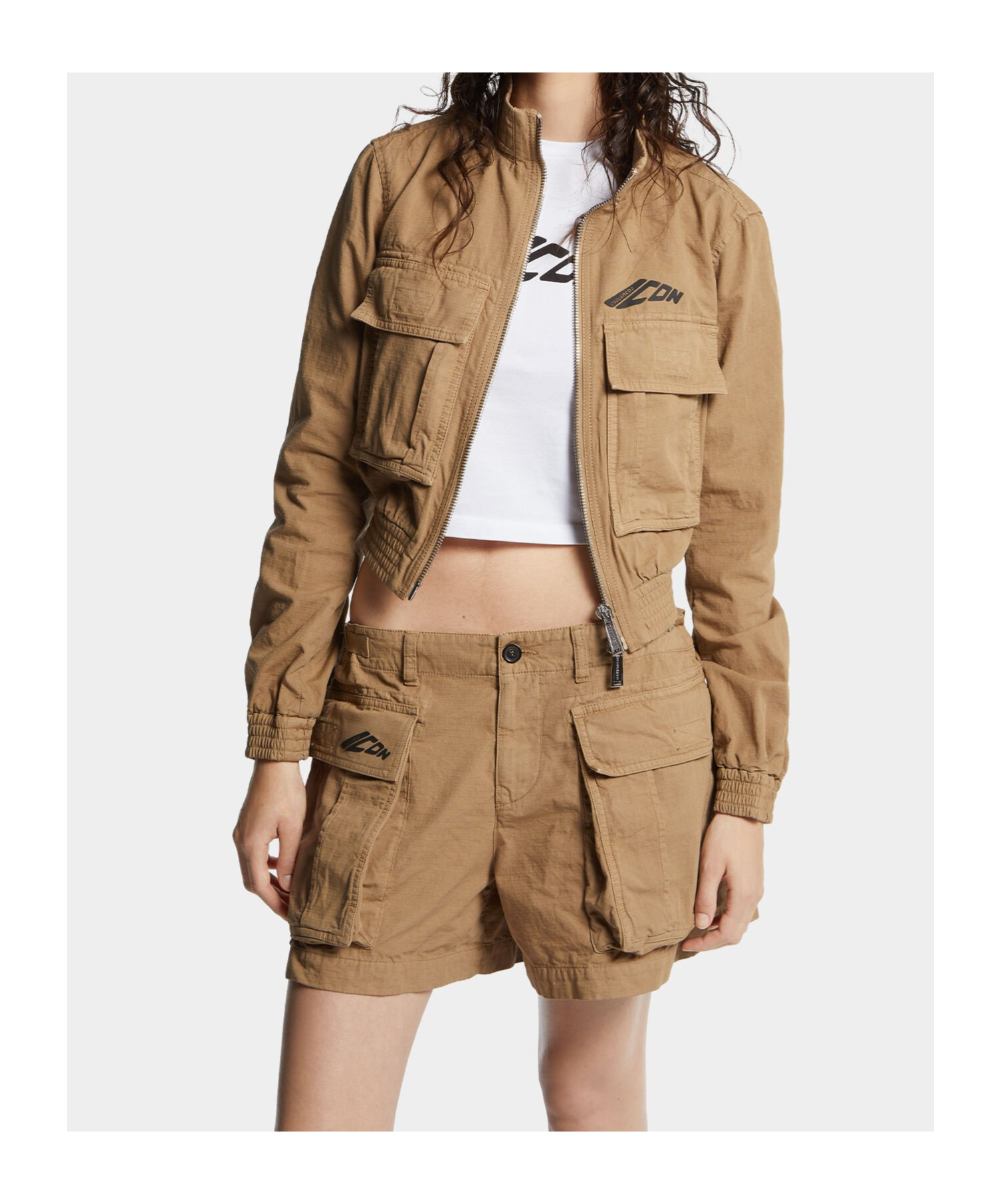 Dsquared2 Icon Cropped Jacket In Brown