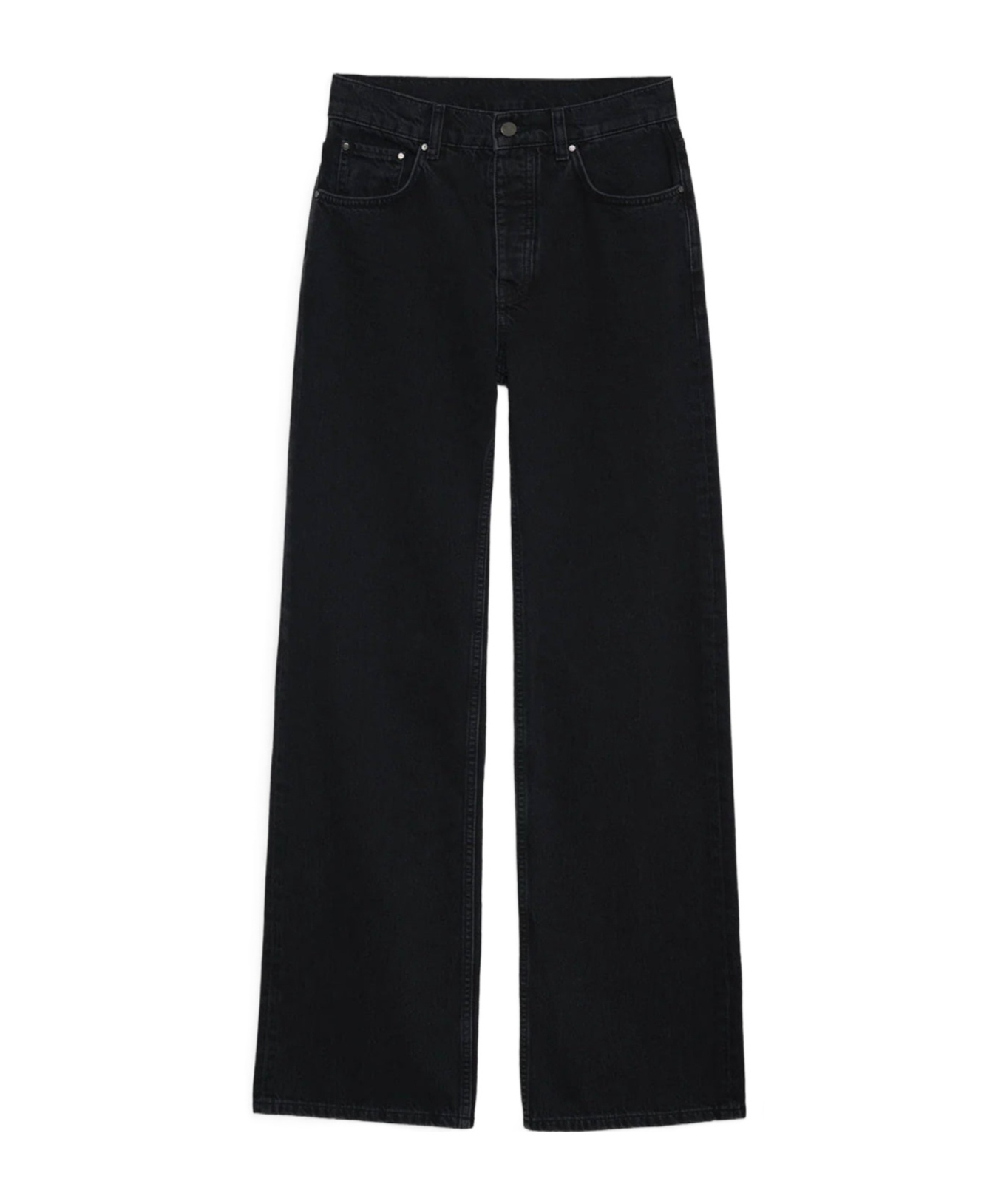 Shop Anine Bing Logo-patch Wide-leg Denim Jeans In Black