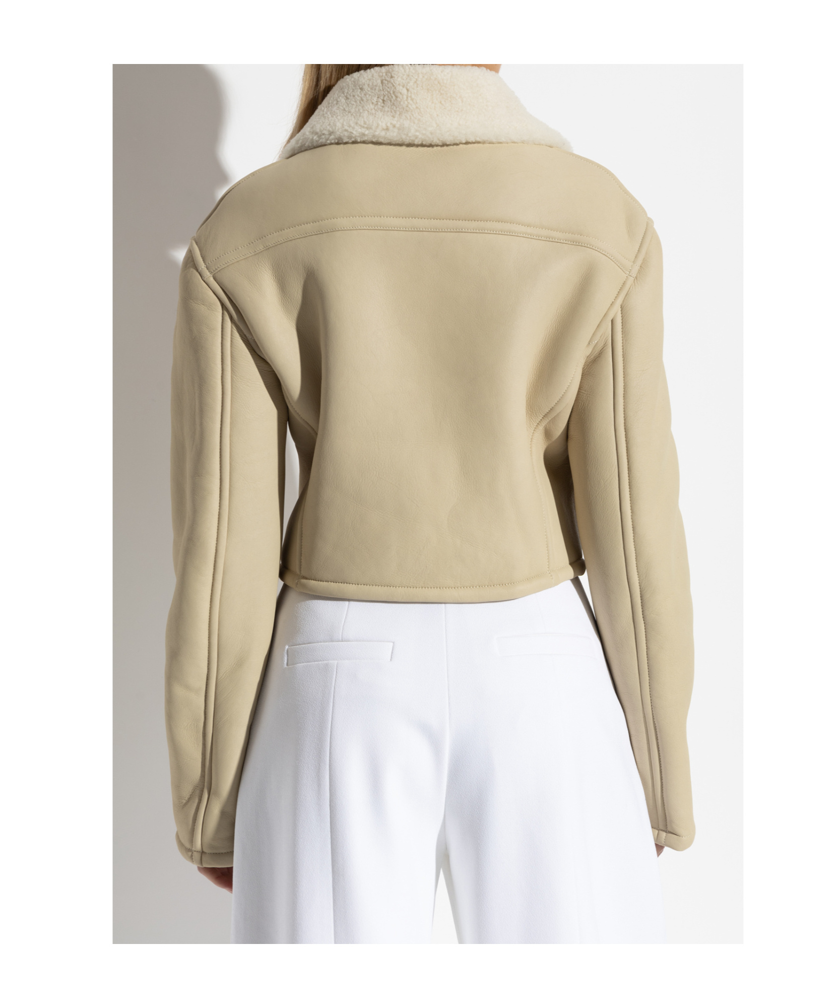 Jacquemus Double-breasted Shearling Jacket In Nude