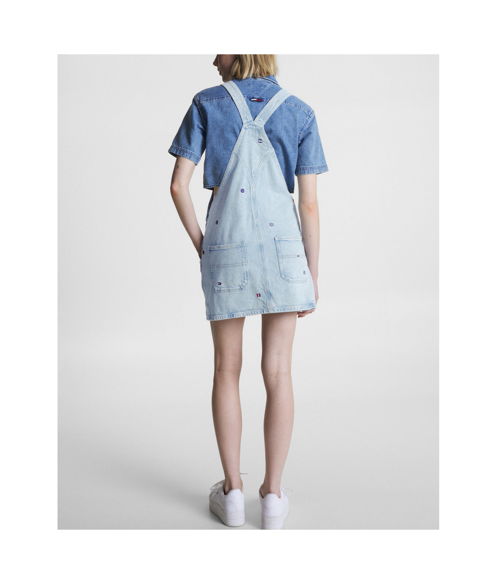 Tommy Hilfiger Dress With Adjustable Straps And Pockets In Denim Light