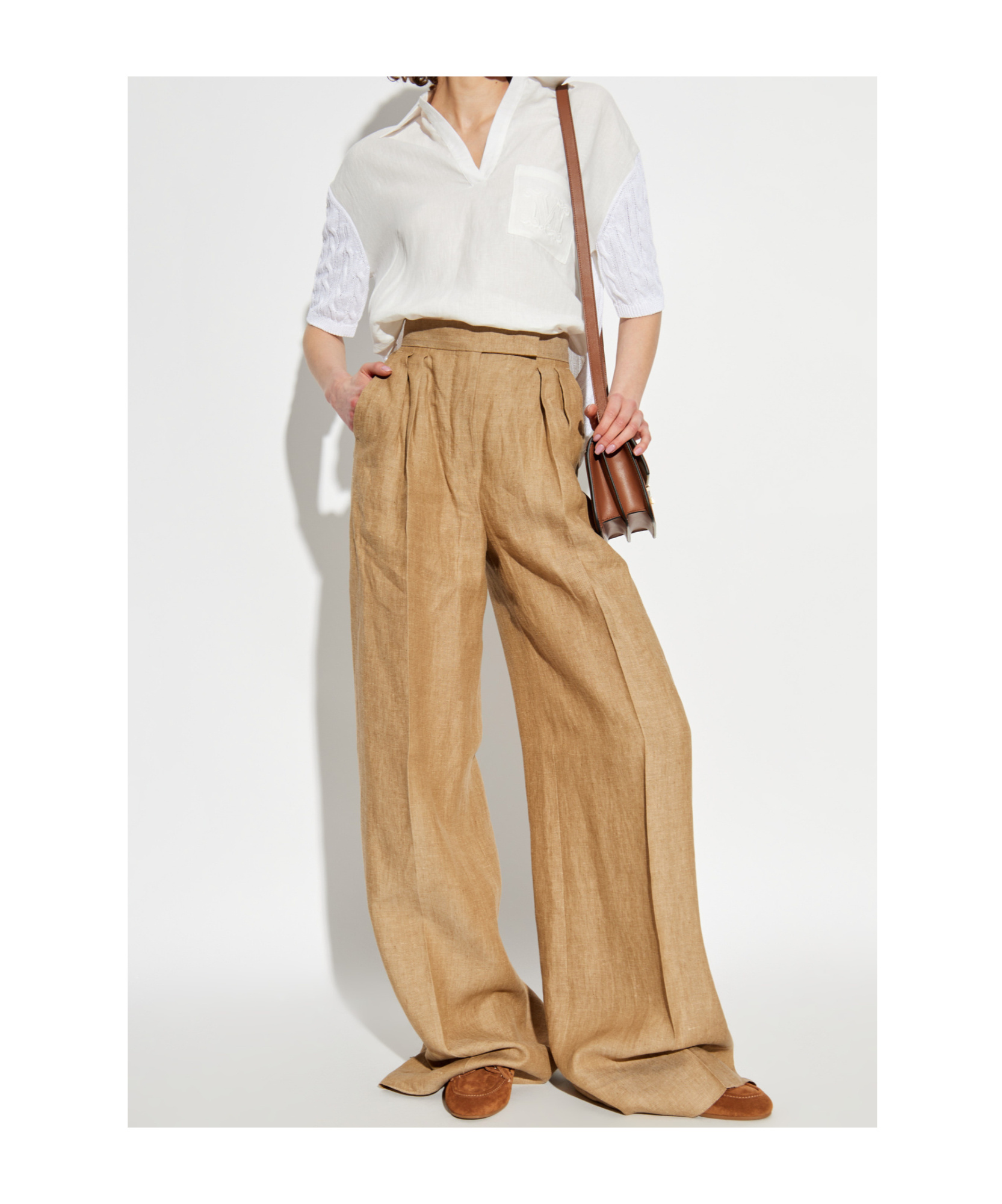 Max Mara Lapel Short Sleeve Shirt In White