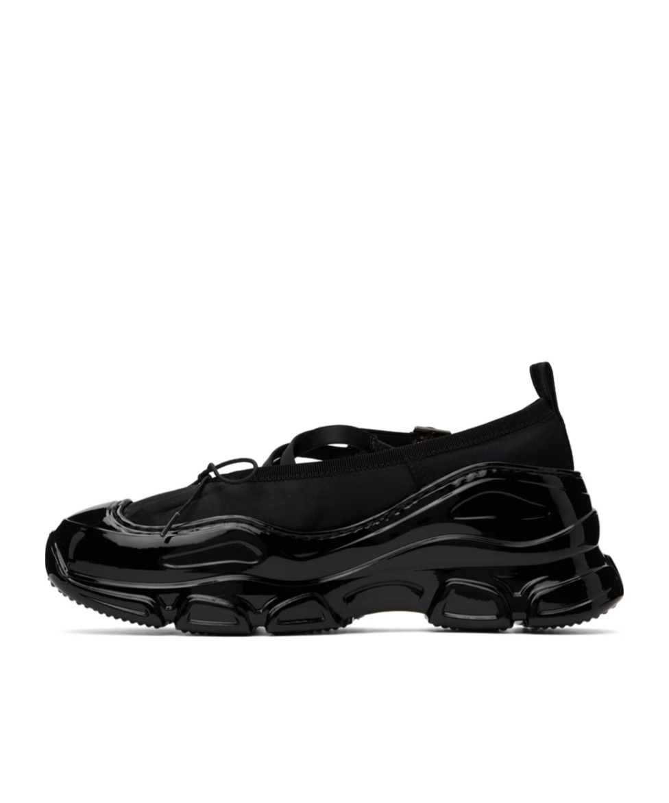 Simone Rocha Black Classic Criss Cross Tracker Ballerina Flats In Black