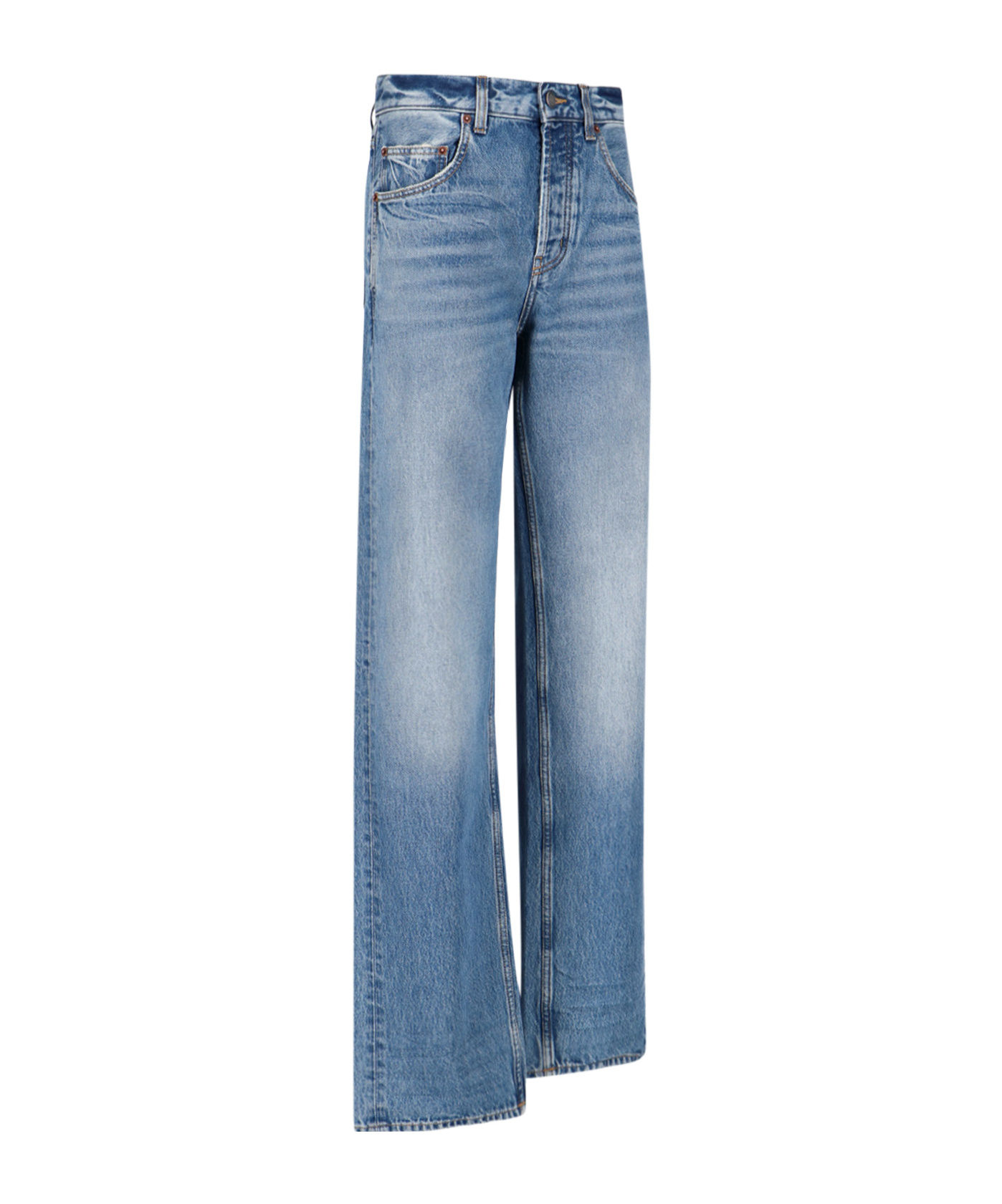 SAINT LAURENT LONG EXTREME BAGGY JEANS IN LAKE MEDIUM BLUE DENIM