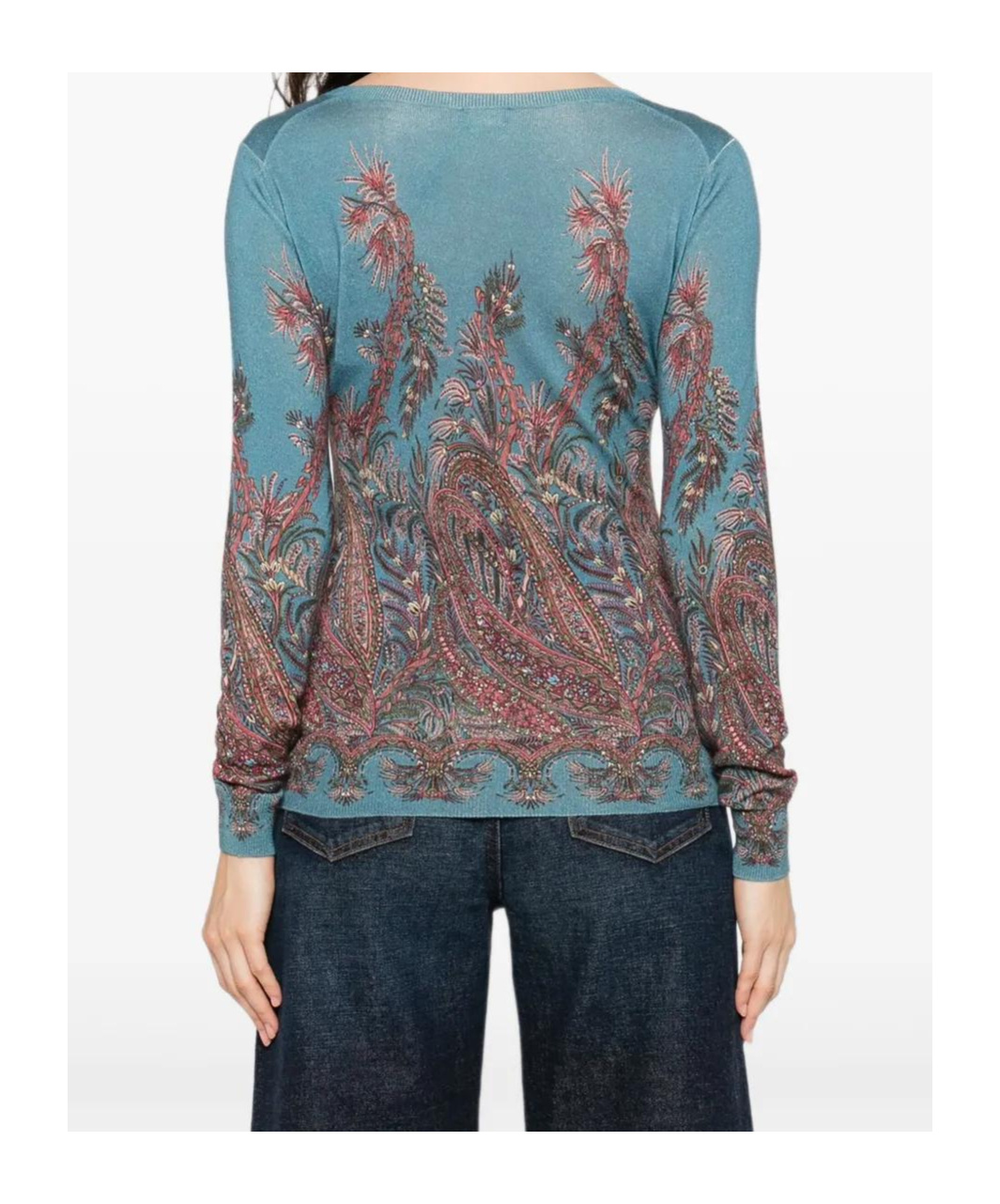Etro Midnight Dream Printed V-neck Sweater In Multi
