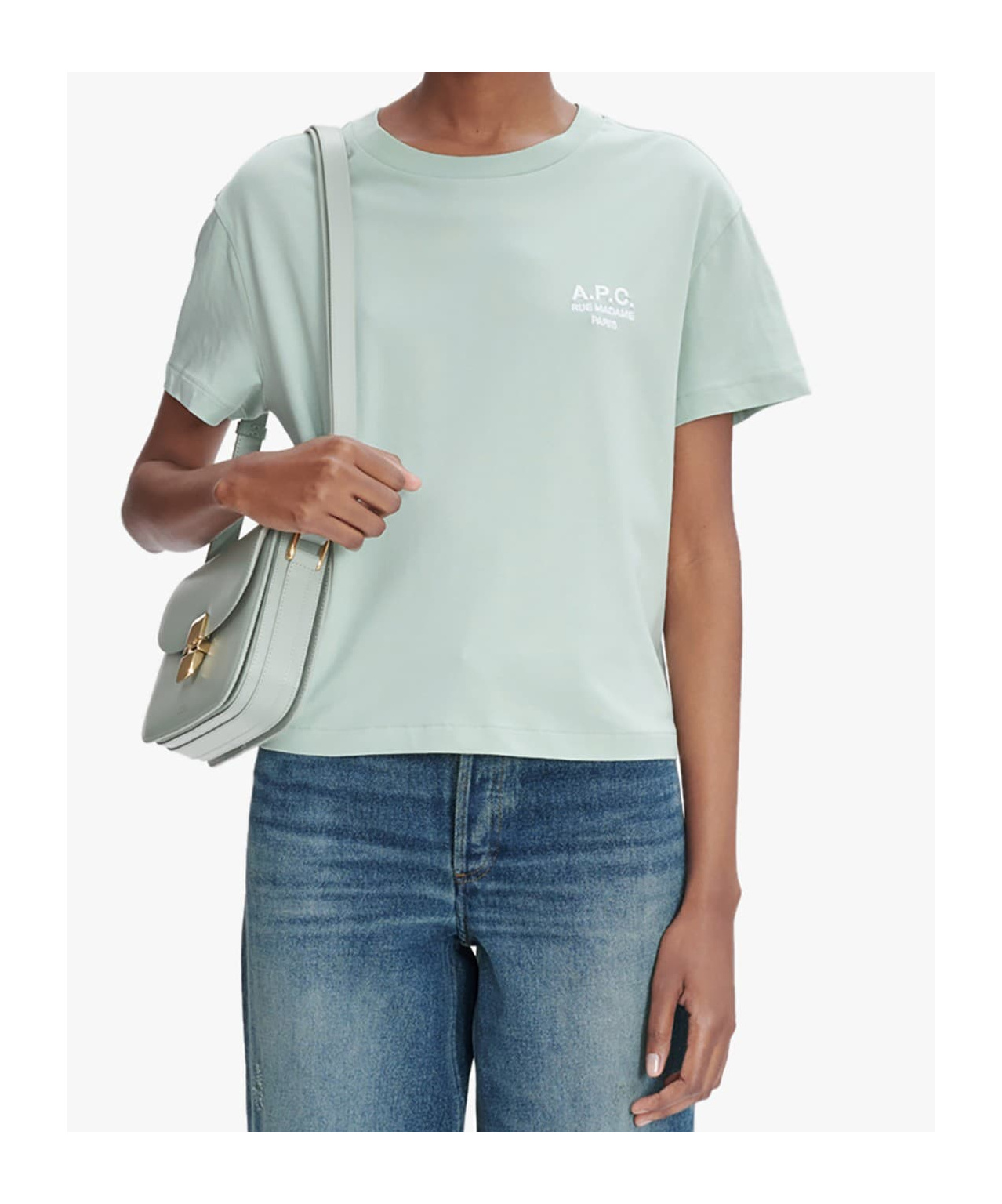 Apc A.p.c. Logo Embroidered Crewneck T-shirt In Green