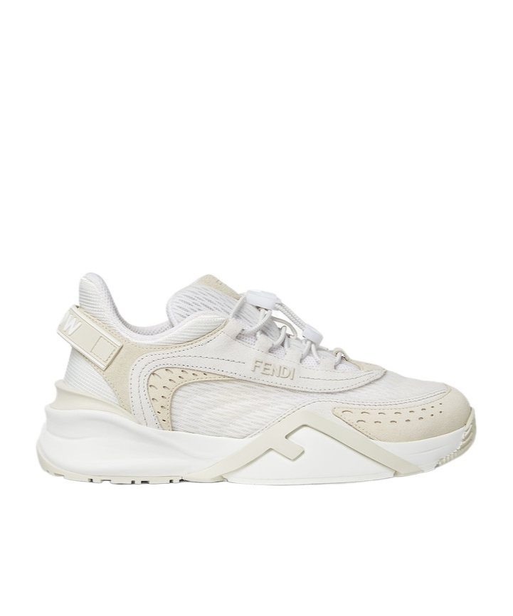 Fendi White Mesh And Suede Low Tops In White