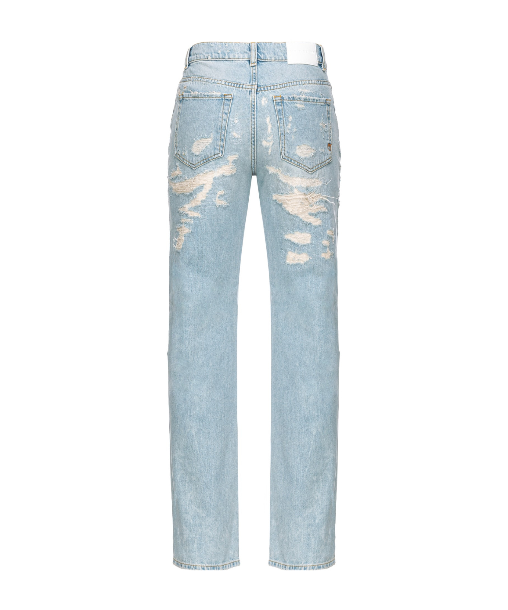 Pinko Distressed Straight-leg Jeans In Gray