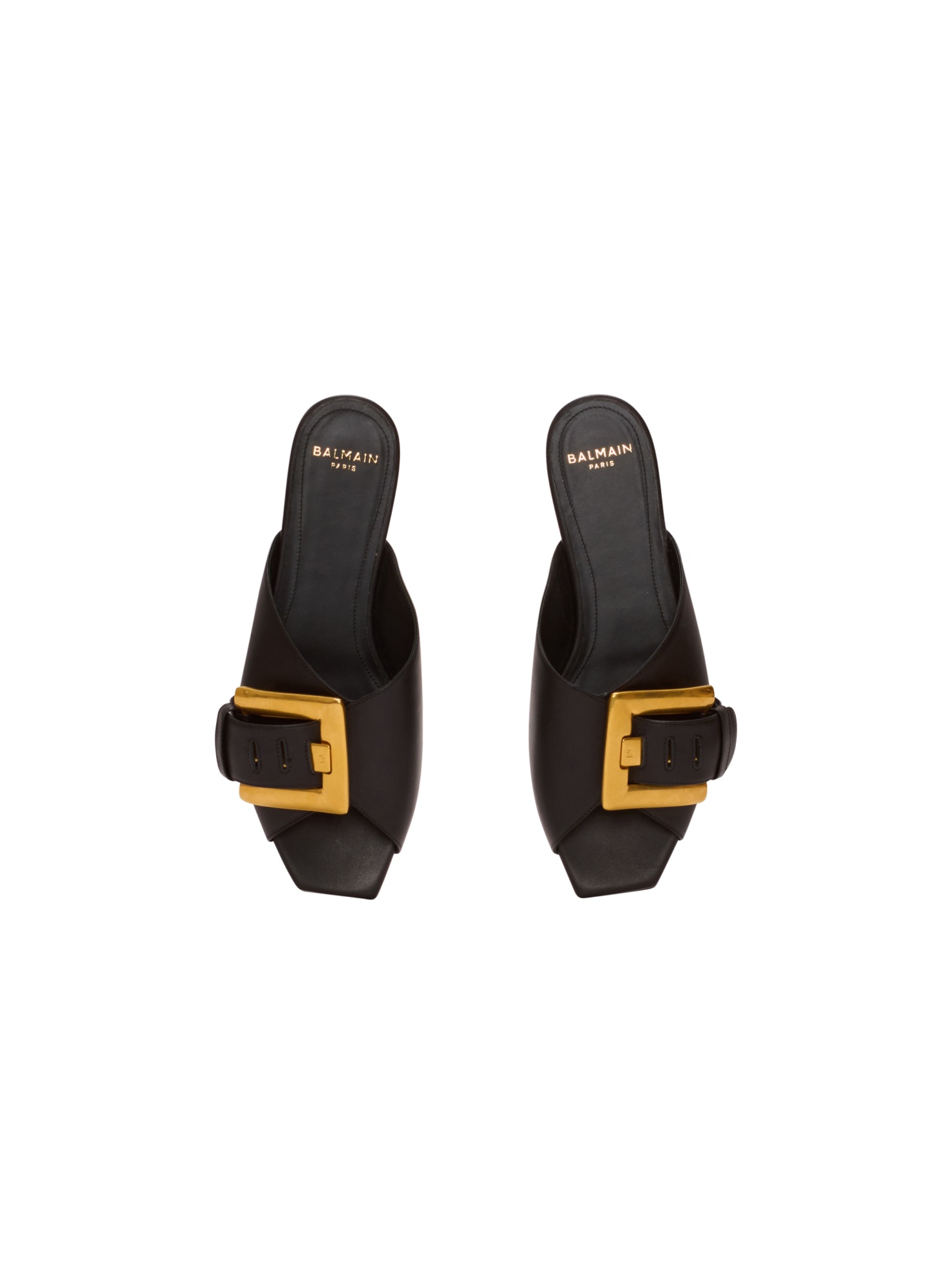 Balmain Anthem Flat Leather Sandals