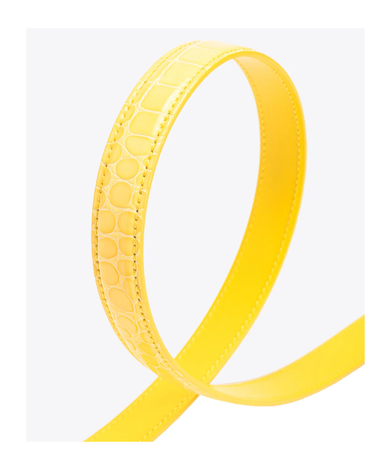 Pinko Galleria Thin 2cm Shiny Coloured Croc-print Belt With Love Birds Buckle In Yellow