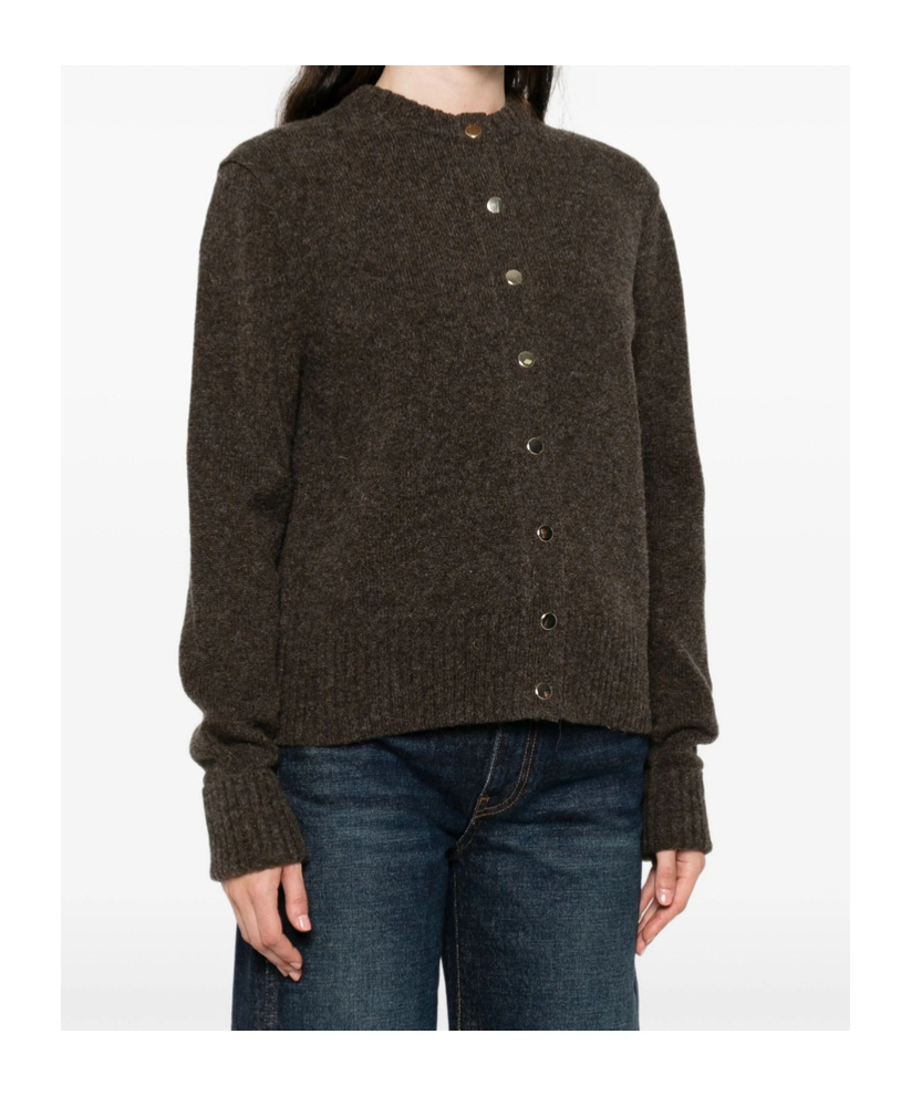 Carven Long-sleeved Knitted Cardigan In Brown