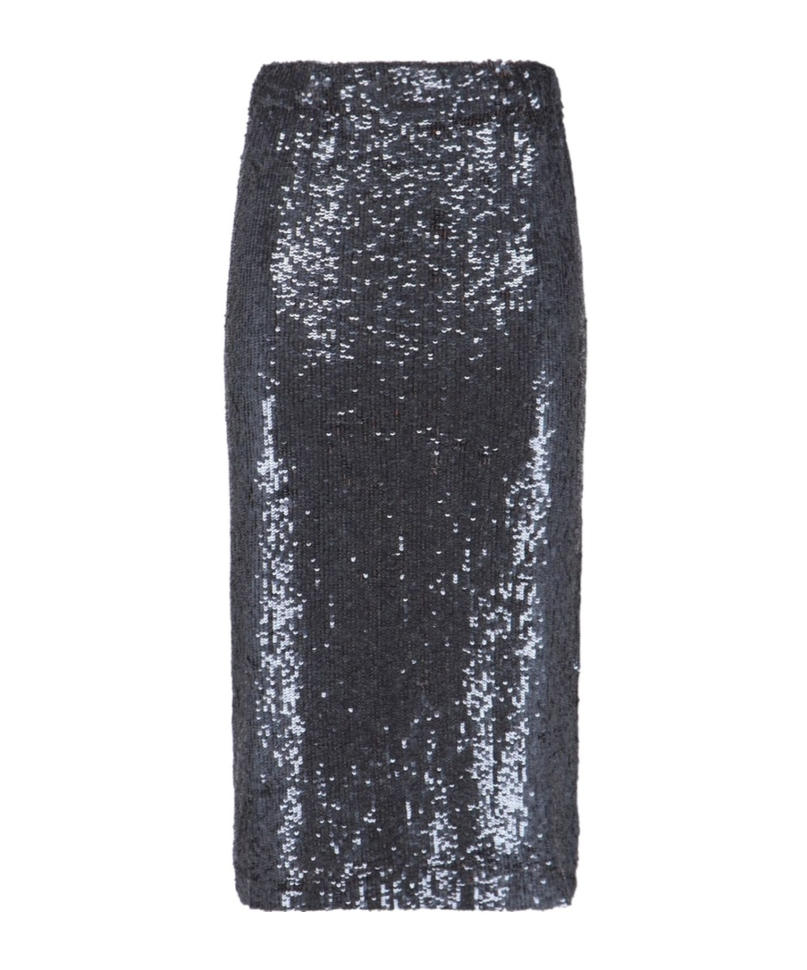 P.a.r.o.s.h Midi Skirt With Sequin Embellishment And Straight Silhouette In Black