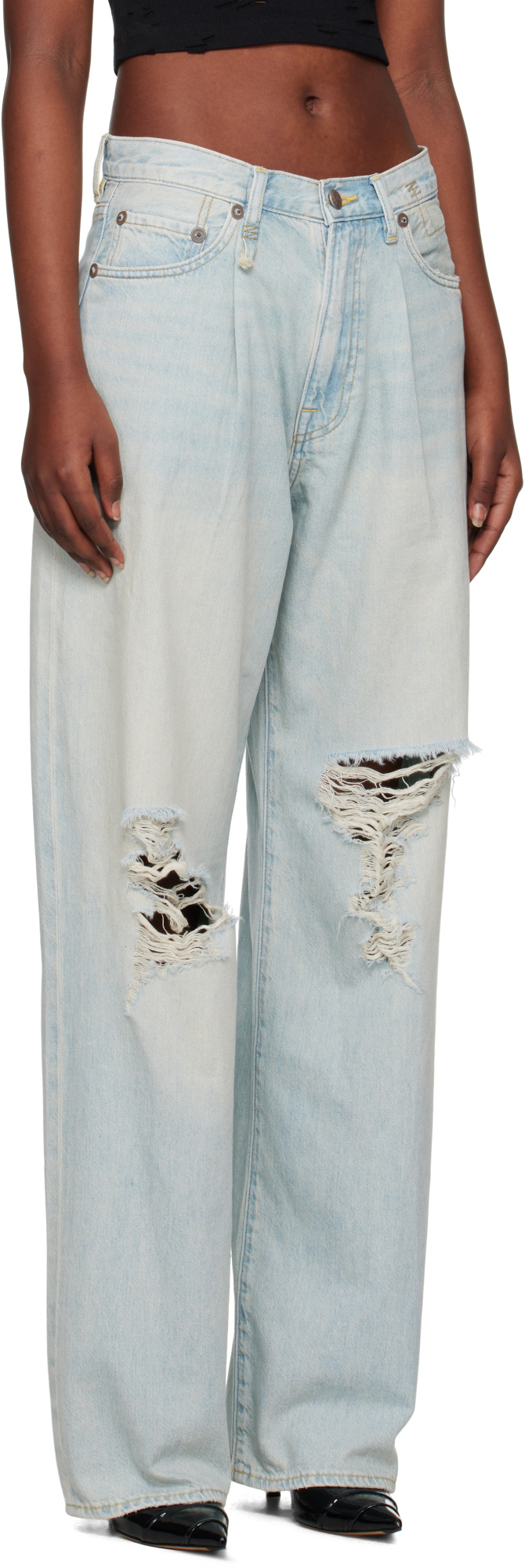 R13 Wide Leg Jeans In Green