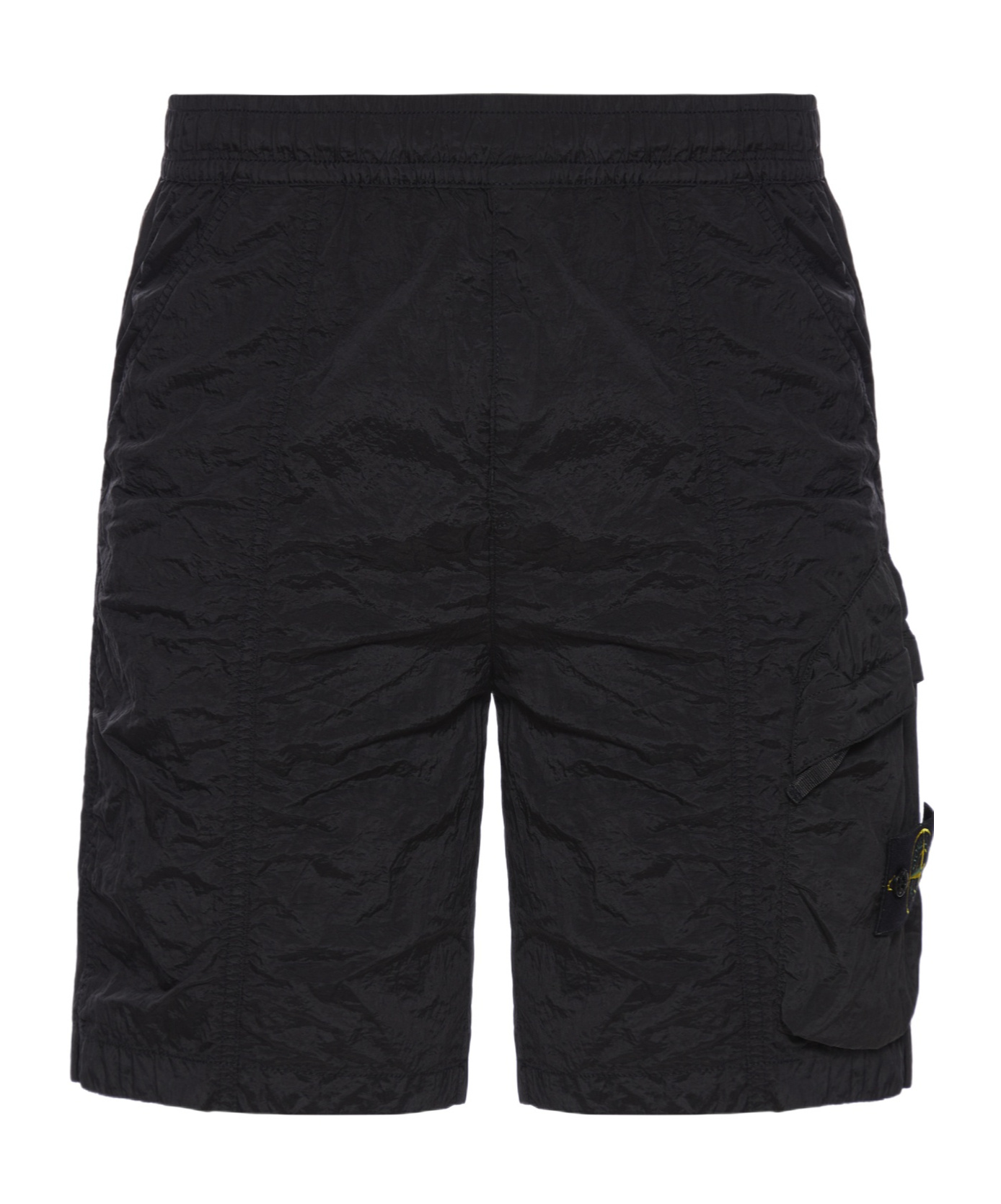 Stone Island Shorts In Knitteroptik Mit Kompass-patch In Black