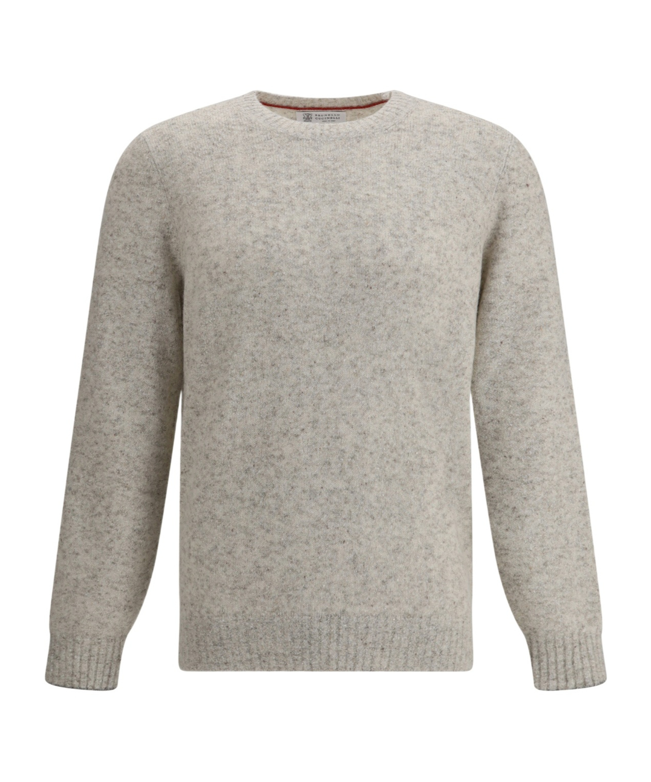 Brunello Cucinelli Grey Melange Cashmere Sweater In Neutral