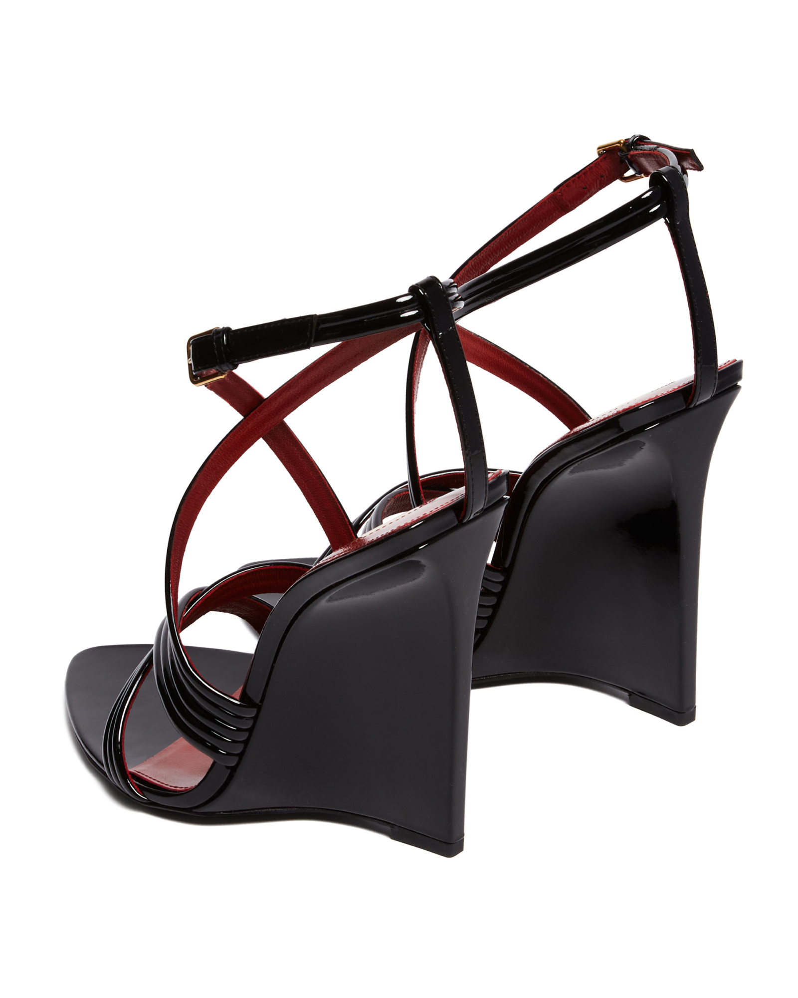 SAINT LAURENT OPEN TOE WEDGE SANDALS