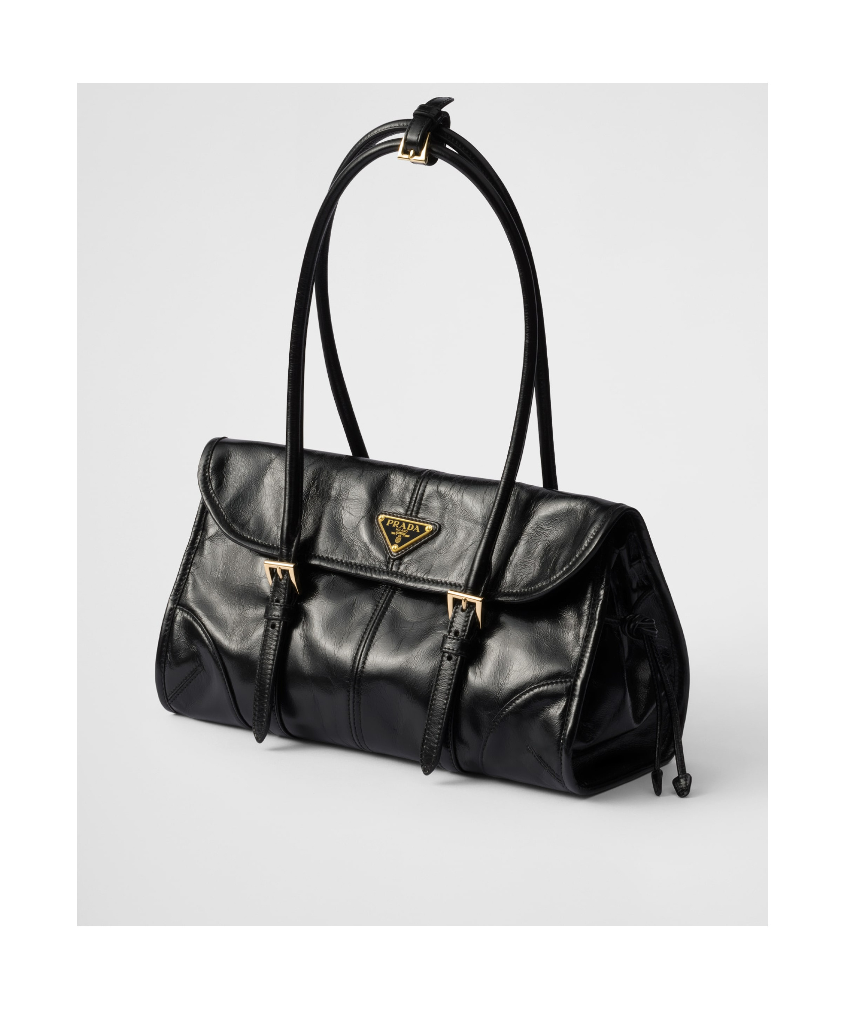 Prada Medium Leather Shoulder Bag In Black