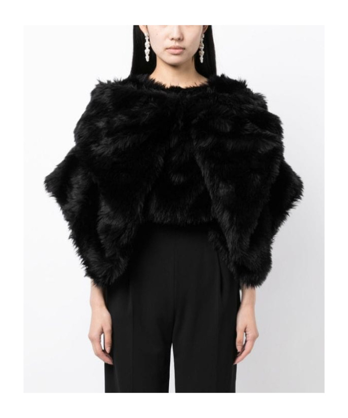 Comme Des Garçons Fur-design Cropped Blouse In Black