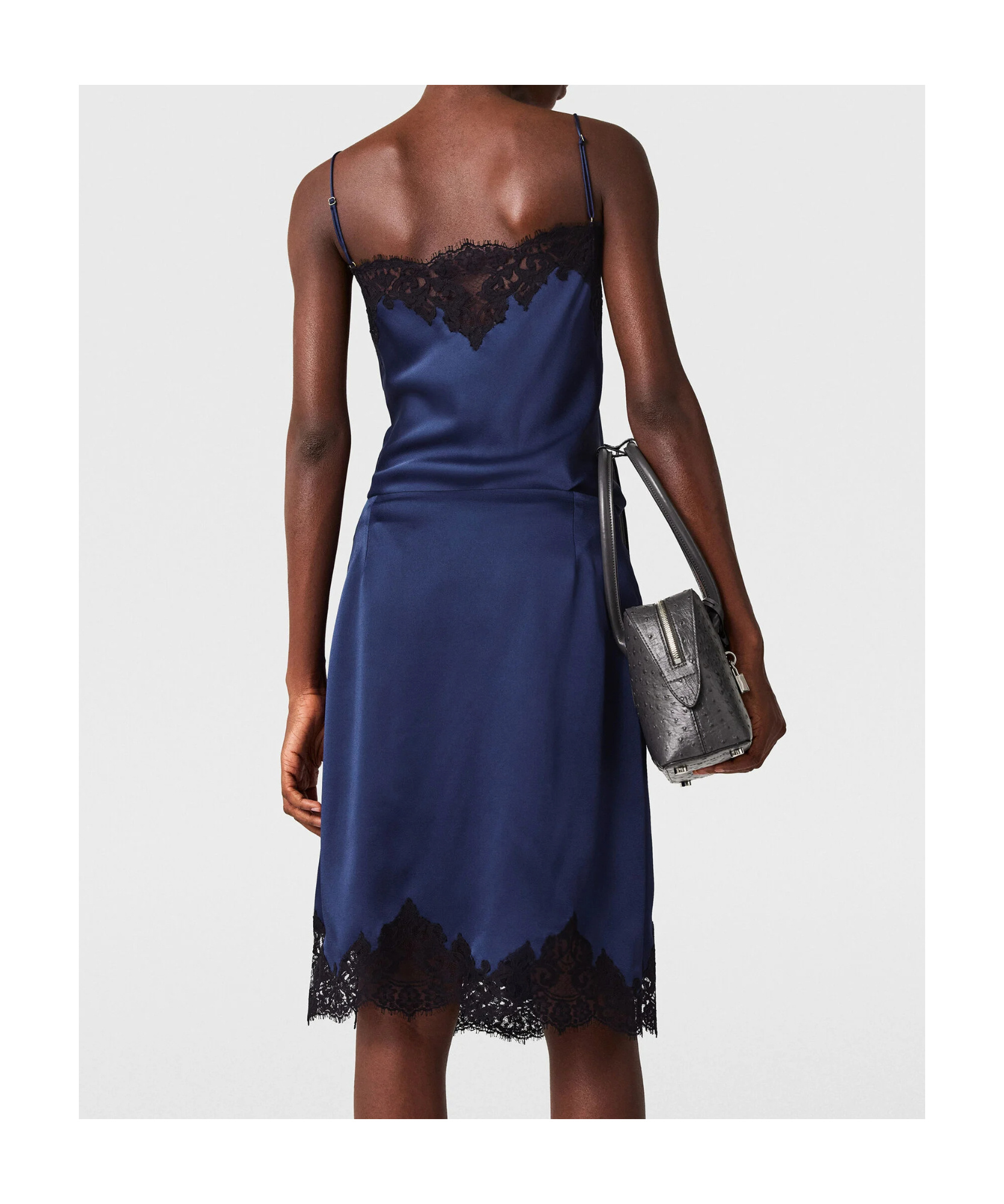 Stella Mccartney Iconic Lace Trim Satin Camisole In Blue