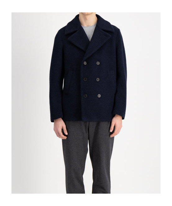 Harris Wharf London Caban Doppiopetto In Lana Cotta In Blue
