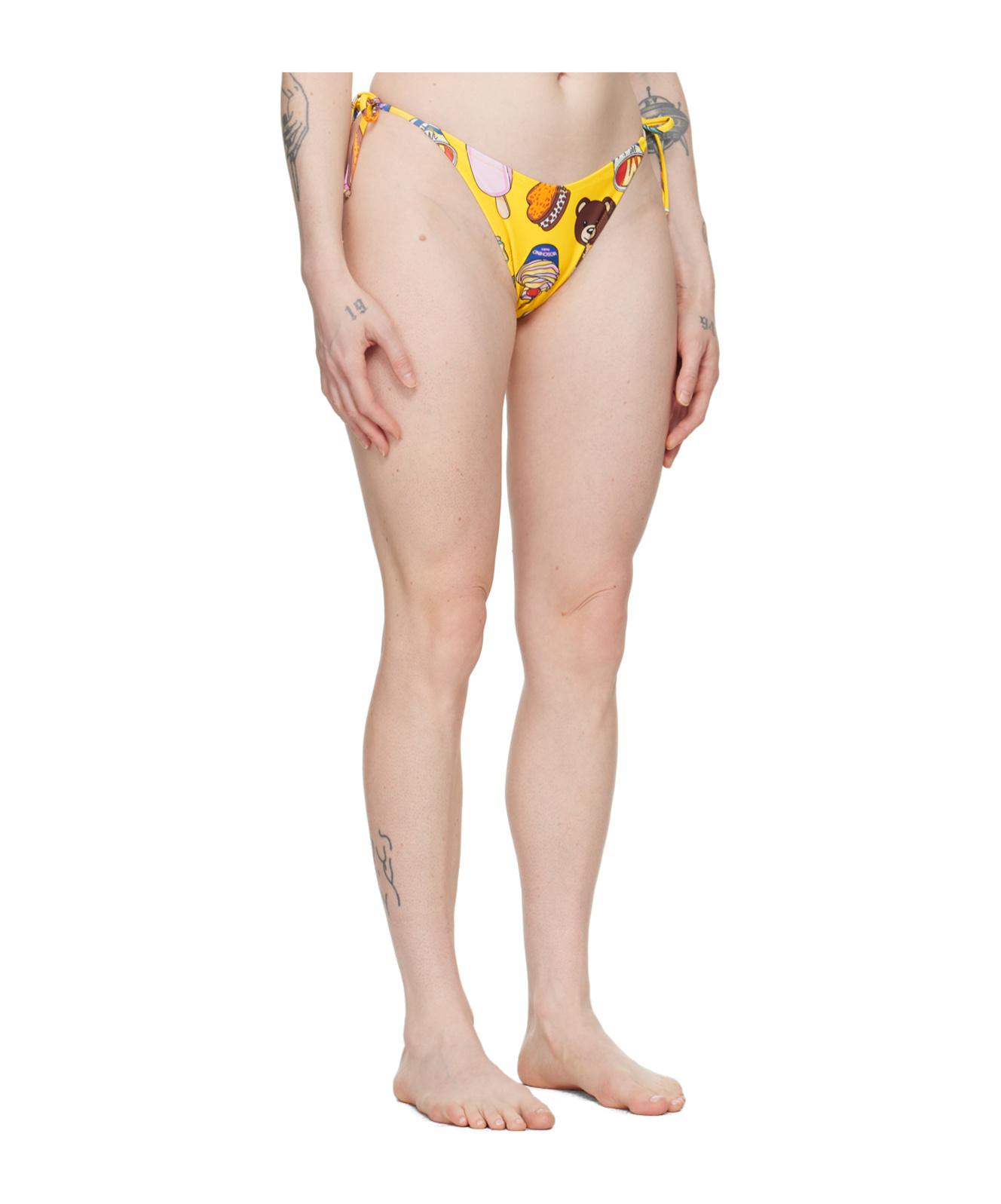 Moschino Graphic-print High-waisted Bikini Bottom In Yellow