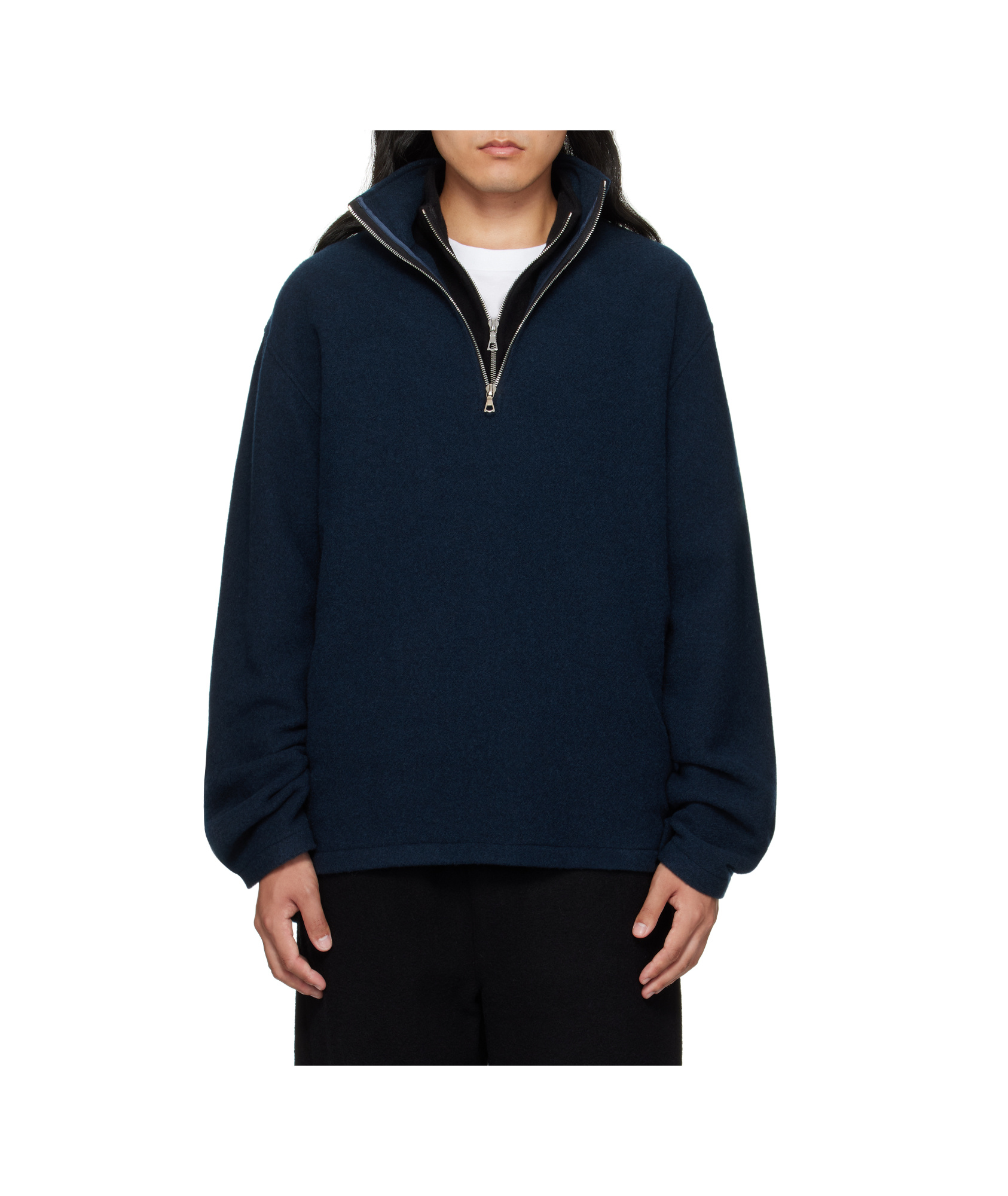 Rier Virgin Wool Zip-up Sweater In Blue
