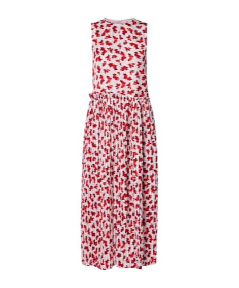 Jil Sander Floral Pleated Midi Dress In Pink