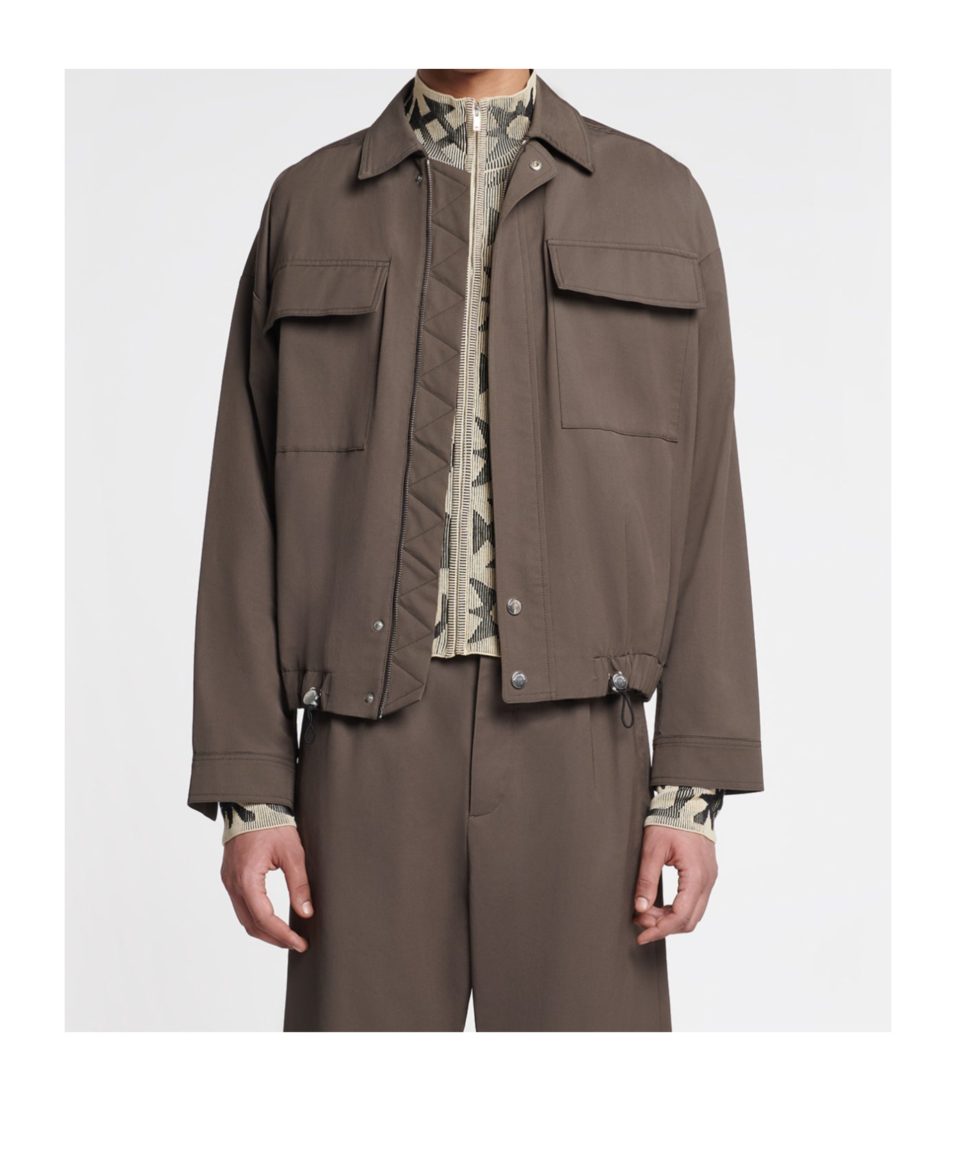 Nanushka Drawstring Twill Shirt Jacket In Green